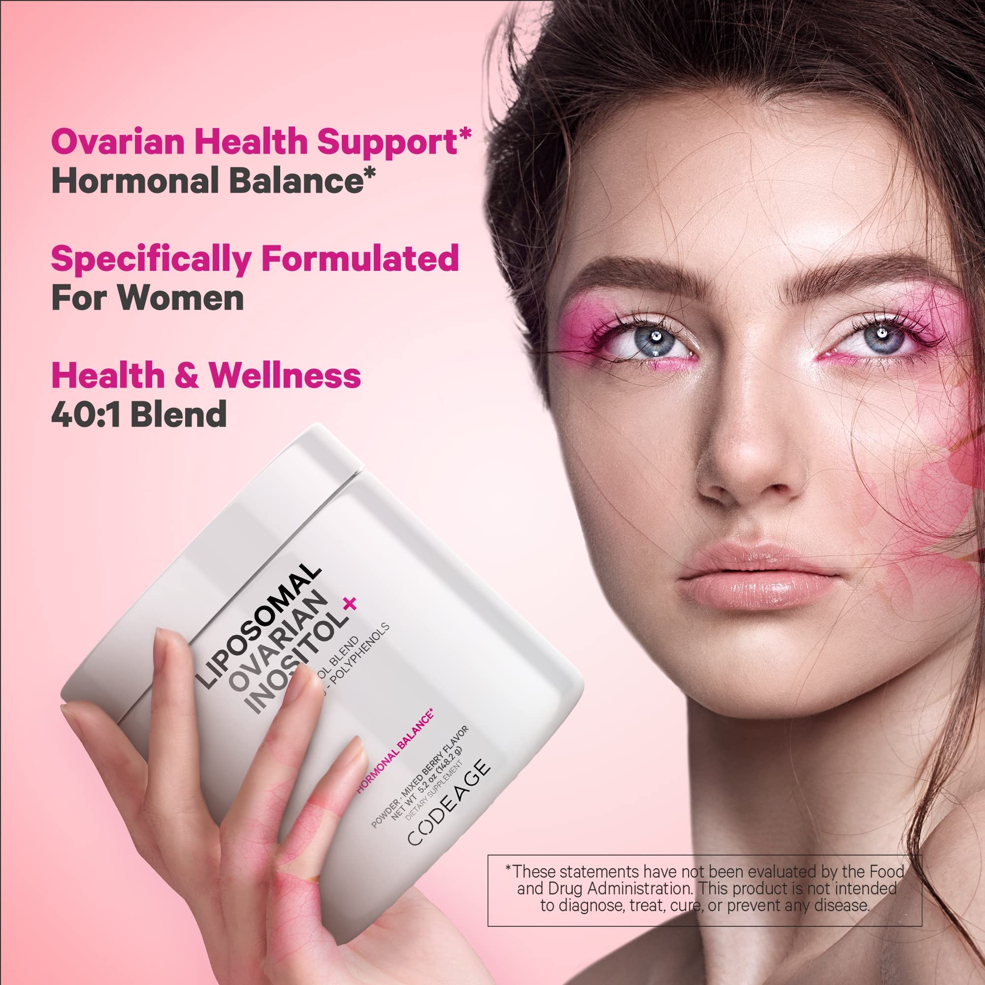 Codeage Liposomal Ovarian Inositol Powder - Myo-Inositol & D-Chiro-Inositol 40:1 Blend, Folate 5-MTHF, CoQ10, Pomegranate & Wild Blueberry - 2-Month Supply - Mixed Berry Flavor - Non-GMO, 60 Servings Codeage buy supplements canada