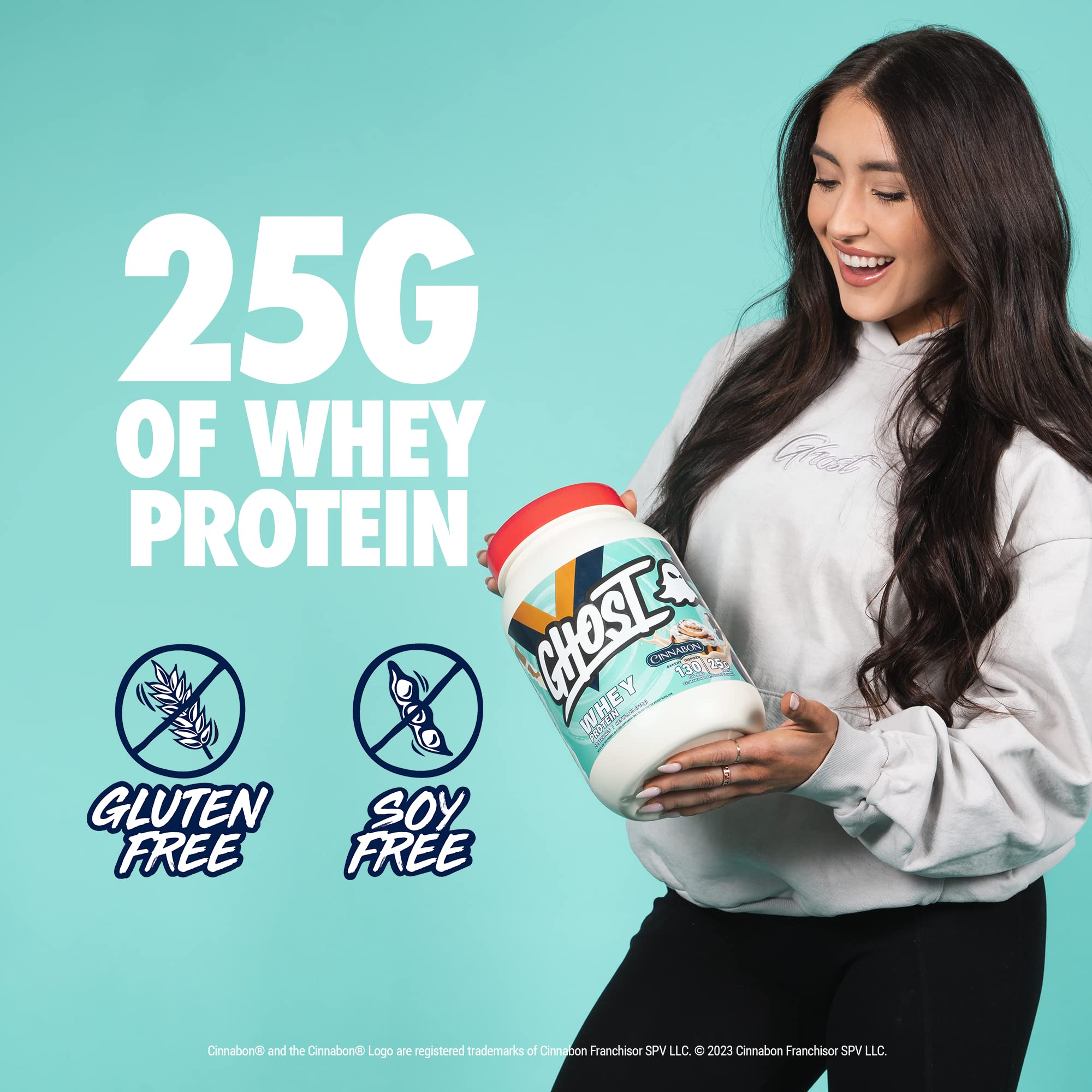 GHOST Whey Protein Powder, Cinnabon - 2LB Tub, 25G of Protein - Cinnamon Roll Flavore GHOST buy supplements canada