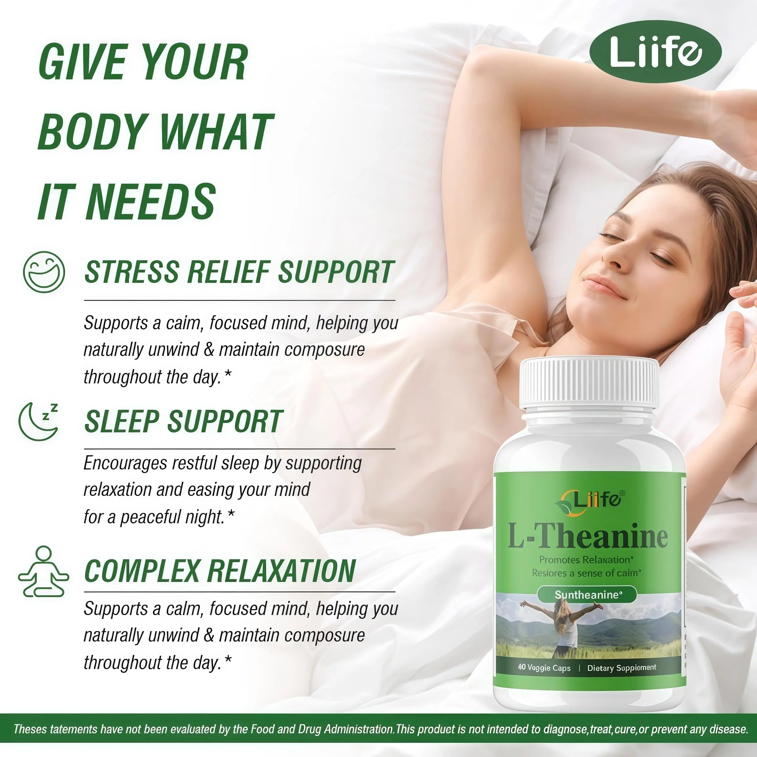 LIIFE L-Theanine (Suntheanine®) with GABA– 60 Veggie Capsules Support with Magnesium & Black Pepper for a Healthy Stress Response, Relaxation, and Focus Increases Brain Alpha-Wave Production* LIIFE buy supplements canada
