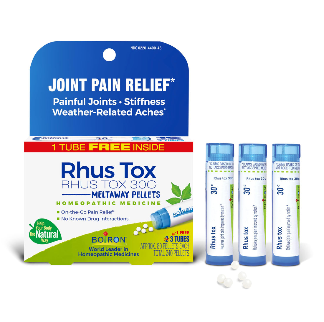Boiron Rhus Tox 30C Homeopathic Medicine for Relief from Joint Pain, Muscle Aches, Swollen or Stiff Joints, and Weather Related Aches - 3 Count (240 Pellets) Boiron buy supplements canada