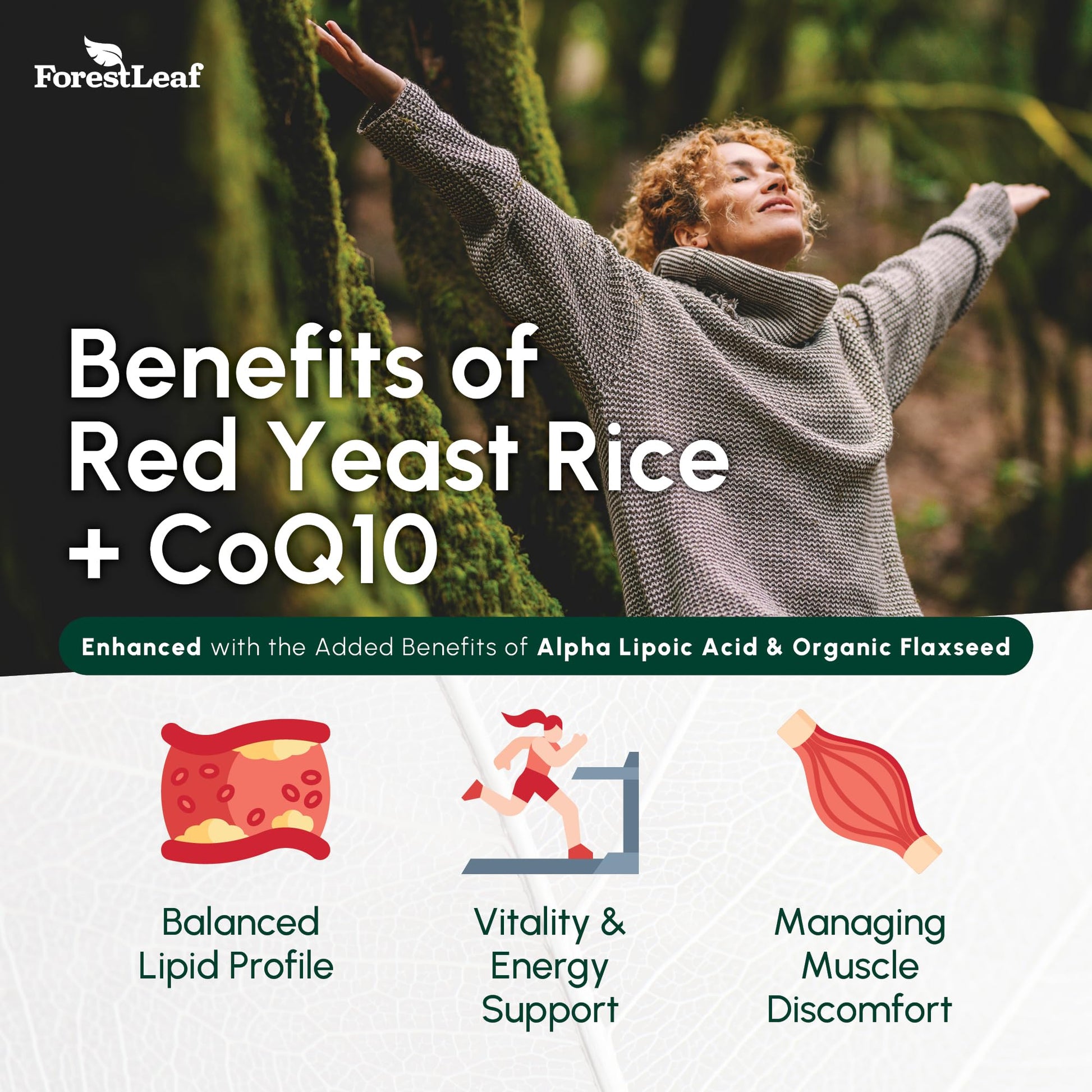 Red Yeast Rice 1215 mg. Capsules - Extra Strength Red Rice Yeast with CoQ10 Supplement, Plus Alpha Lipoic Acid & Organic Flaxseed, Citrinin Free, ForestLeaf buy supplements canada