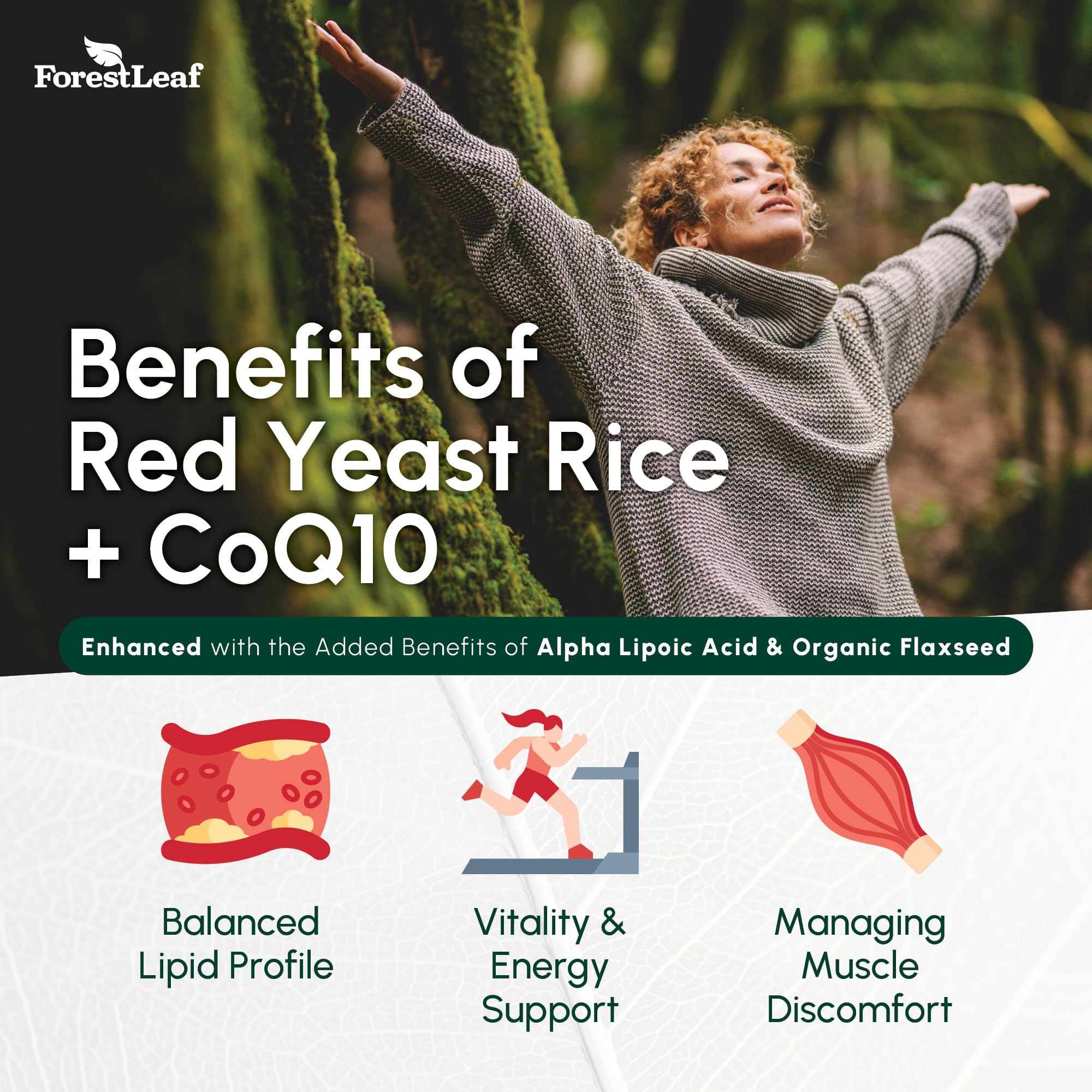 Red Yeast Rice 1215 mg. Capsules - Extra Strength Red Rice Yeast with CoQ10 Supplement, Plus Alpha Lipoic Acid & Organic Flaxseed, Citrinin Free, ForestLeaf buy supplements canada