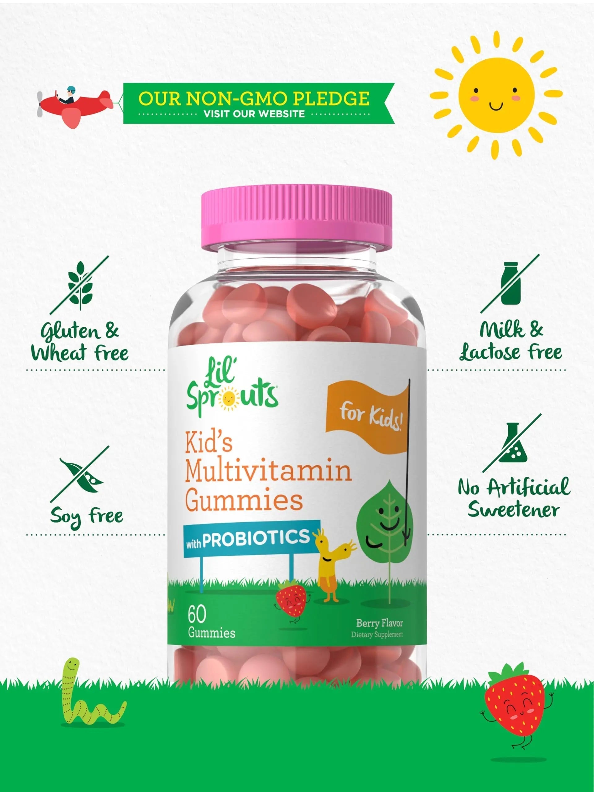 Carlyle Kids Multivitamin Gummies with Probiotics | 60 Chewables | Berry Flavor | Vegetarian, Non-GMO, Gluten Free Children's Supplement | by Lil' Sprouts | Carlyle buy supplements canada