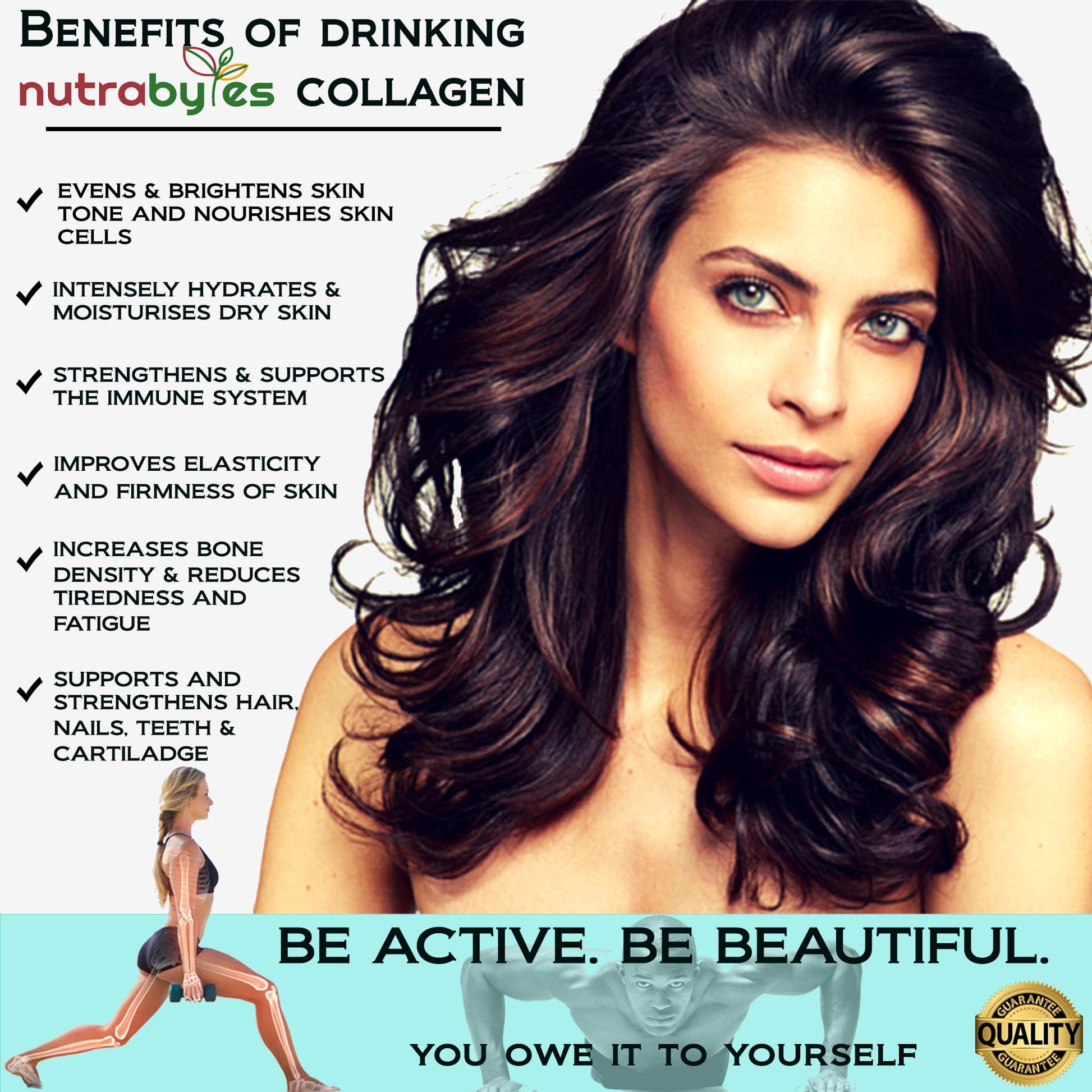 Marine Collagen Liquid 10000mg Sugar Free, Hydrolysed Peptides | Hyaluronic Acid, Biotin, Silica, Vitamin C, Vitamin D3 NUTRABYTES buy supplements canada