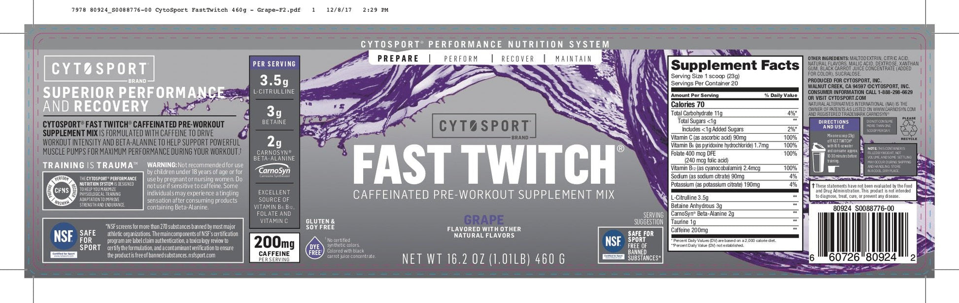 Fast Twitch from the makers of Gatorade,Caffeinated Pre-workout Supplement Mix,Grape Fast Twitch buy supplements canada