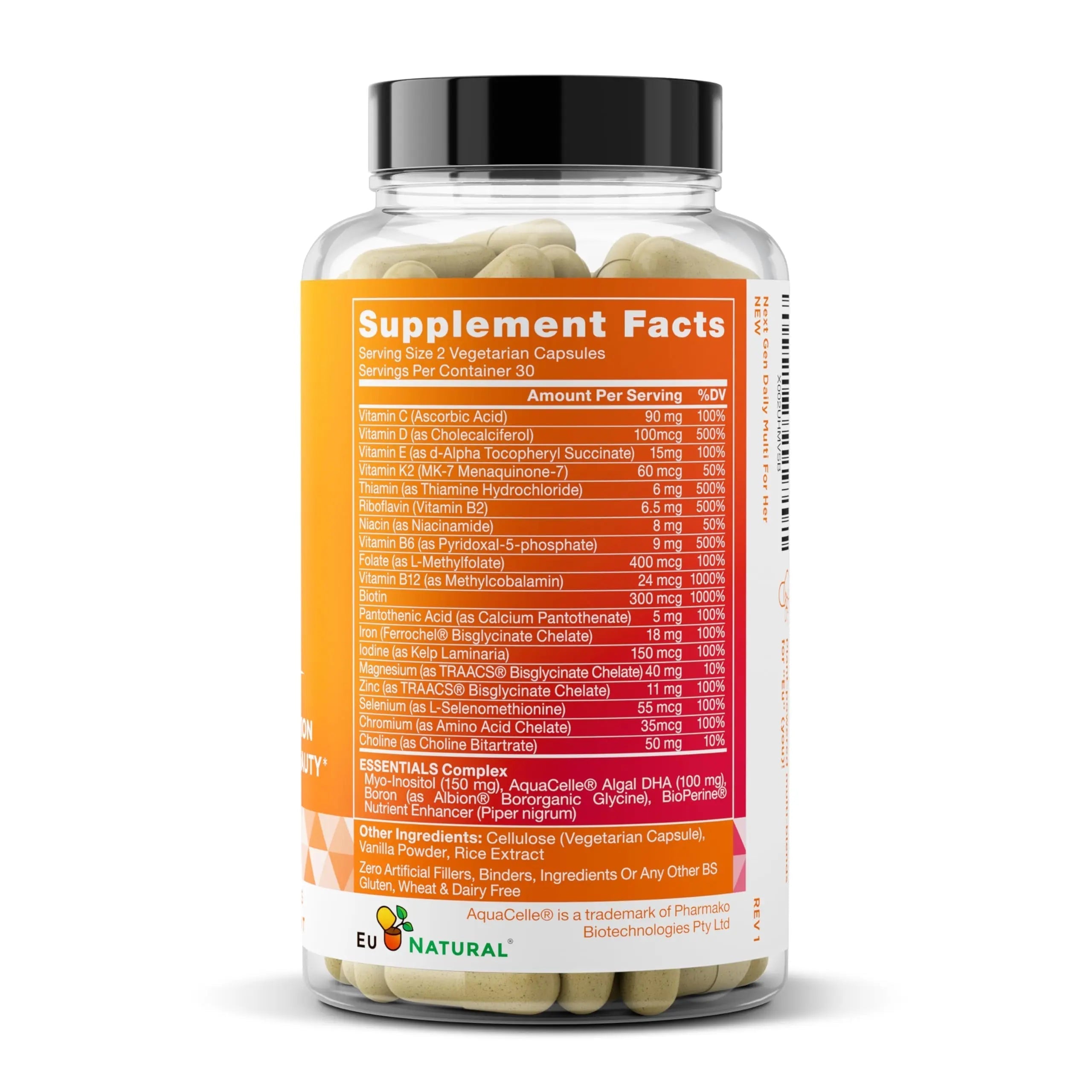 Next Gen Multivitamin for Women – 22 Optimized Vitamins for Immunity, Beauty, Brain, Energy, Bones and Heart – Vitamin C, D, E, K, Iron, B6 and DHA Eu Natural buy supplements canada
