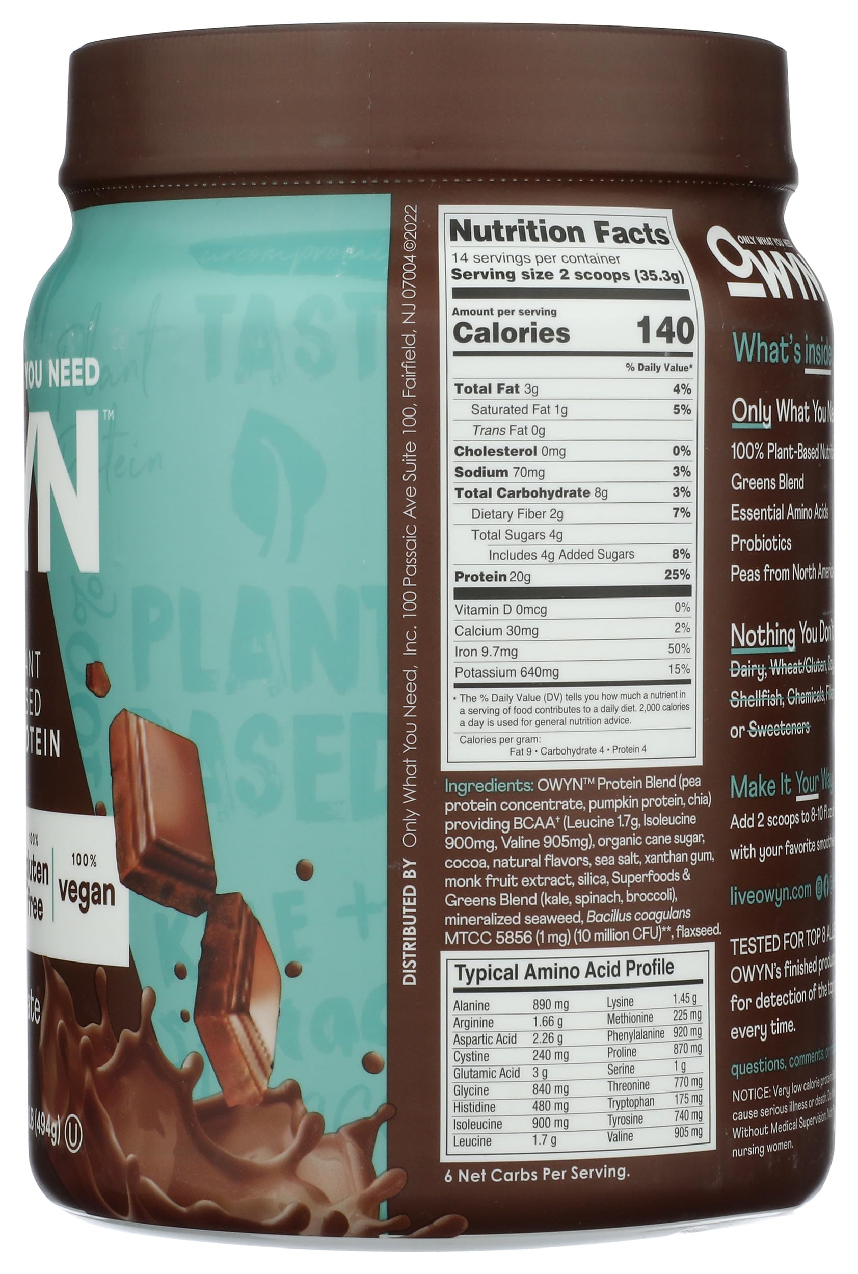 OWYN Only What You Need Plant-Based Protein Powder, Dark Chocolate, 1.17 lbs OWYN Only What You Need buy supplements canada