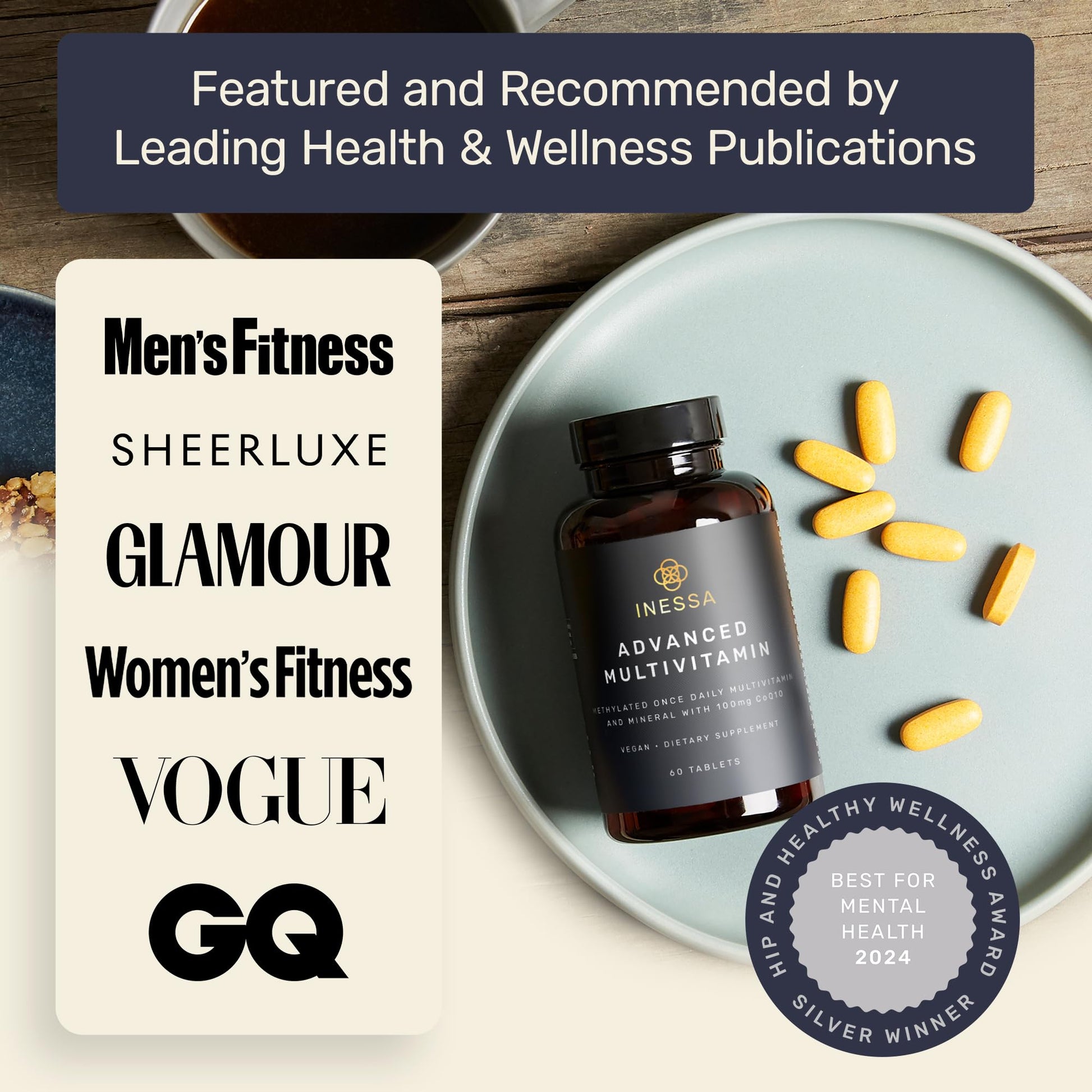 Inessa Methylated Multivitamin for Men and Women - Advanced Natural Daily Mens Multivitamins with CoQ10 100mg, Vitamins D3, K2, A, B Complex Vitamins Inessa buy supplements canada