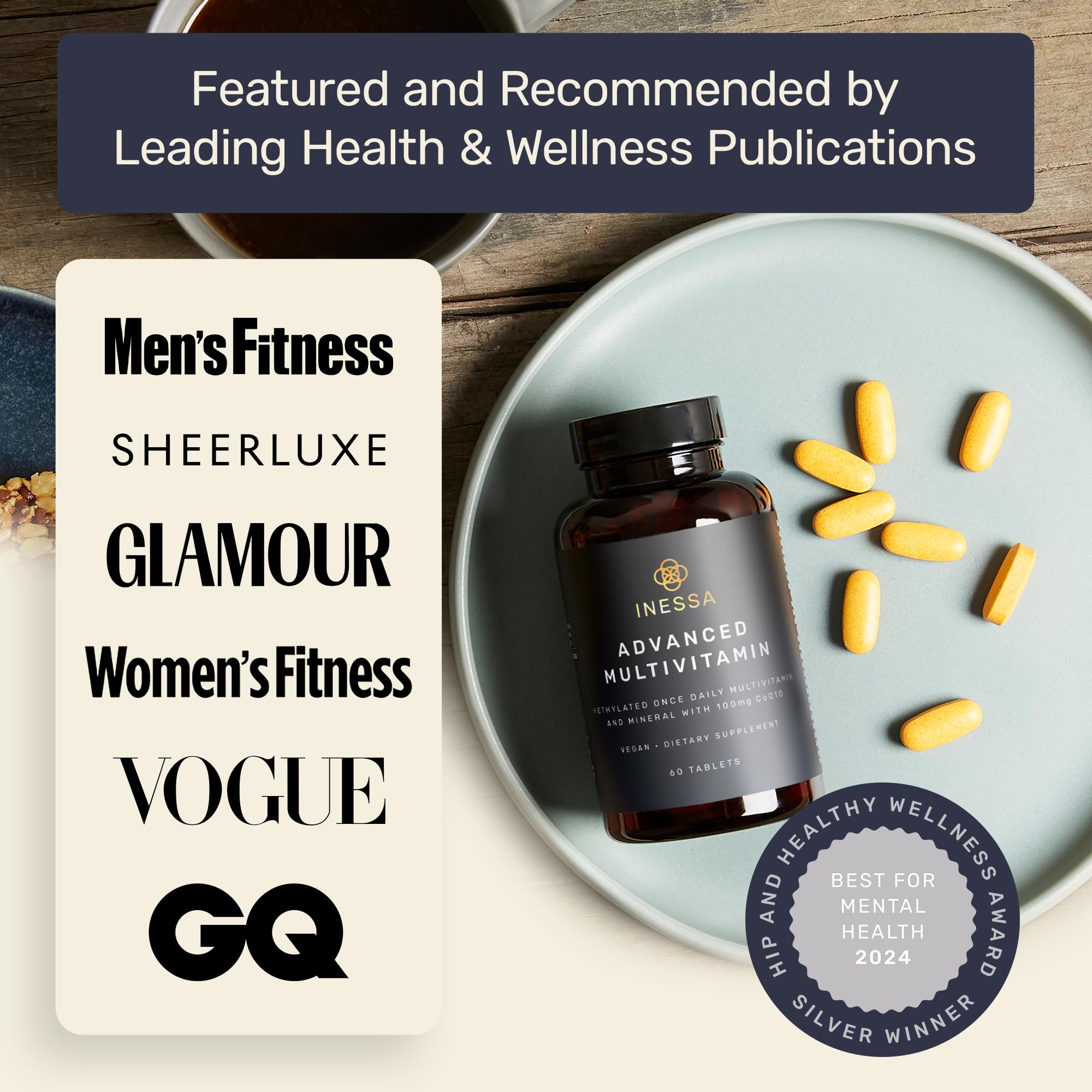 Inessa Methylated Multivitamin for Men and Women - Advanced Natural Daily Mens Multivitamins with CoQ10 100mg, Vitamins D3, K2, A, B Complex Vitamins Inessa buy supplements canada