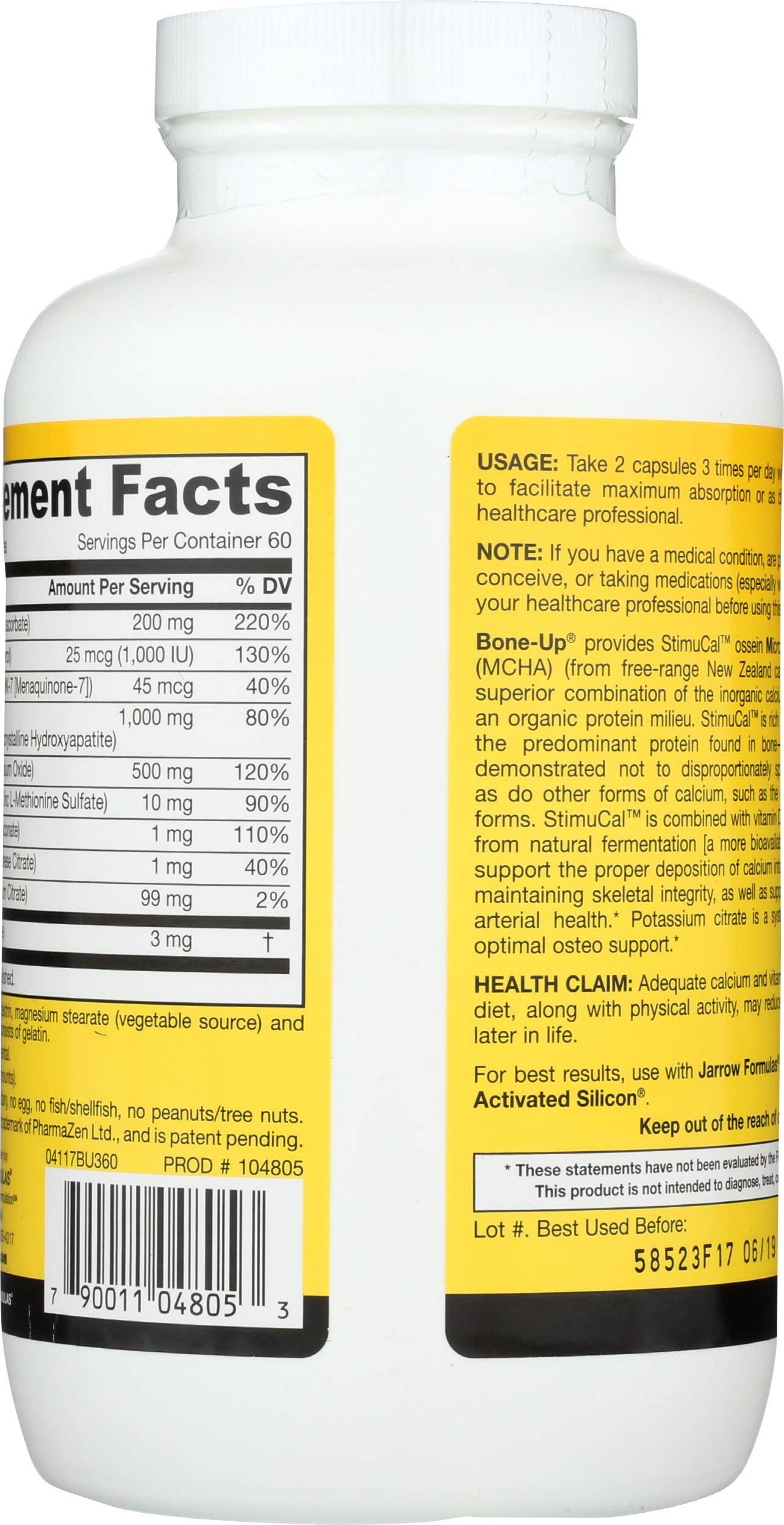 Jarrow Formulas BoneUp for Bone Density - Vitamin D3 and K2, Calcium Support, 360 Capsules, Promotes Skeletal Nutrition, Up to 60 Days Supply Jarrow Formulas buy supplements canada