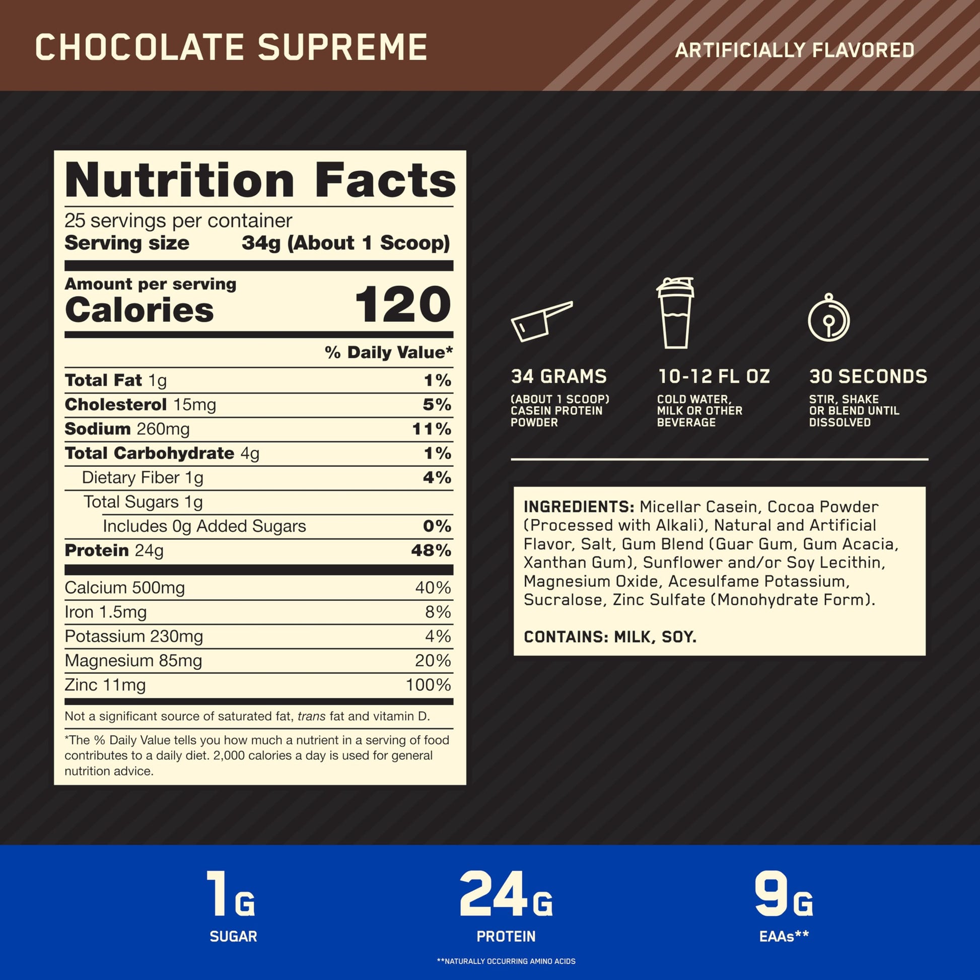Optimum Nutrition Gold Standard 100% Micellar Casein Protein Powder, Slow Digesting, Helps Keep You Full, Overnight Muscle Recovery, Chocolate Supreme, 2 Pound (Packaging May Vary) Optimum Nutrition buy supplements canada