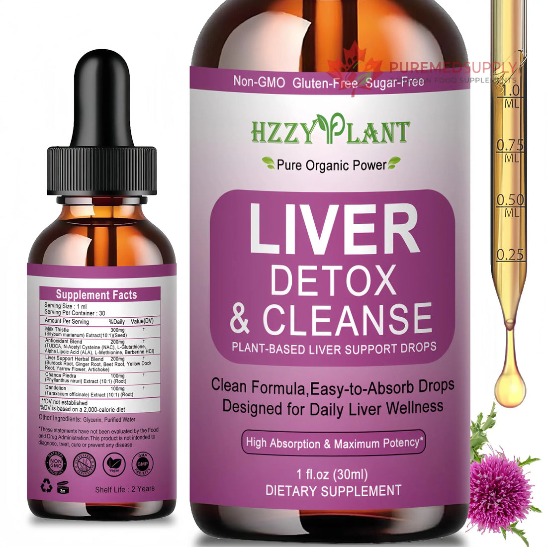 Liver Cleanse Detox & Repair Drops - Liquid Liver Support Tincture with Milk Thistle, Dandelion, Artichoke, TUDCA, NAC, Chanca Piedra - 15-in-1 Advanced Liver Detox Health Supplement - Vegan, Non-GMO HZZYPLANT buy supplements canada