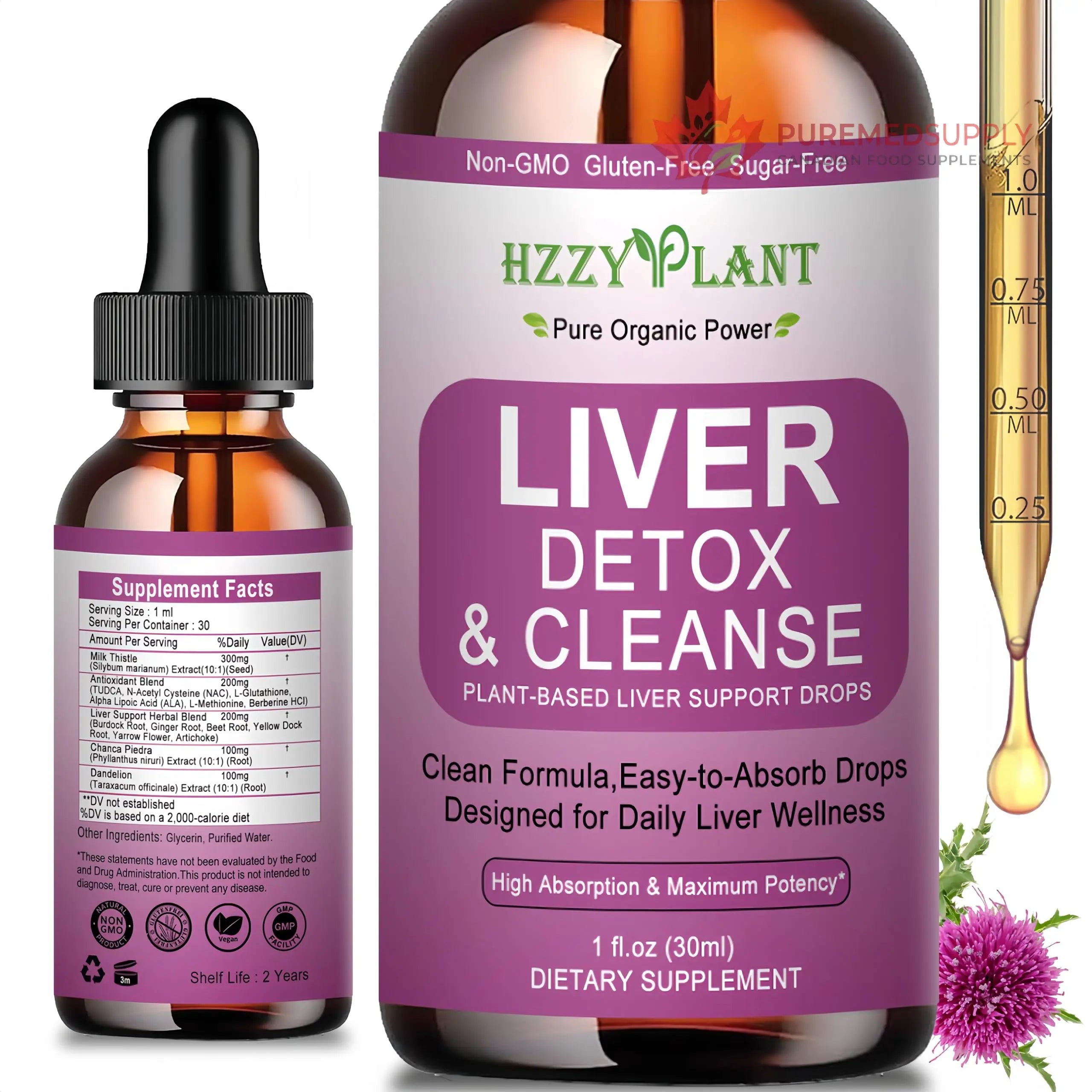 Liver Cleanse Detox & Repair Drops - Liquid Liver Support Tincture with Milk Thistle, Dandelion, Artichoke, TUDCA, NAC, Chanca Piedra - 15-in-1 Advanced Liver Detox Health Supplement - Vegan, Non-GMO HZZYPLANT buy supplements canada