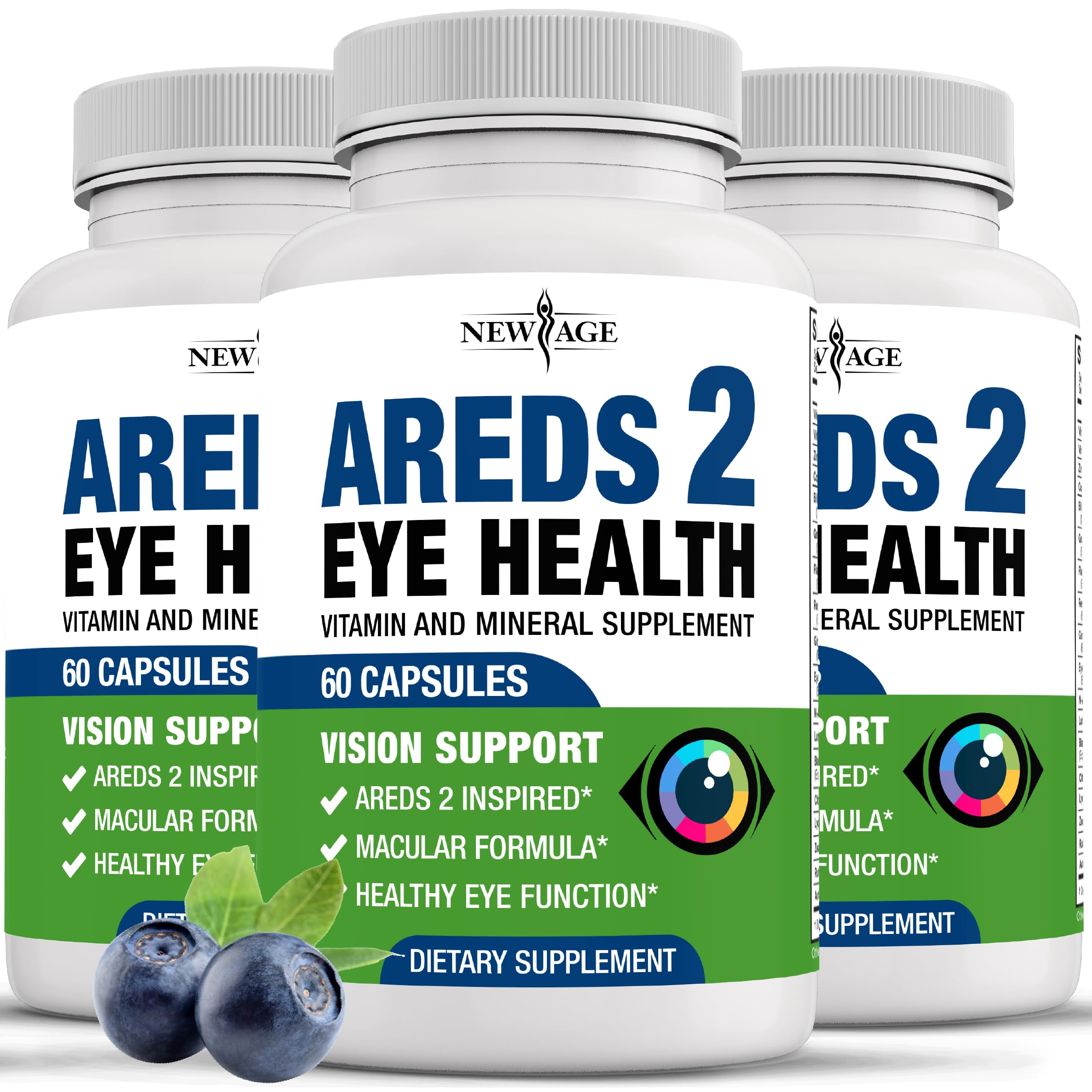 NEW AGE AREDS 2 Eye Vitamins - Lutein, Zeaxanthin, Bilberry, Astaxanthin Mineral Vision Supplement - 180 Count NEW AGE buy supplements canada