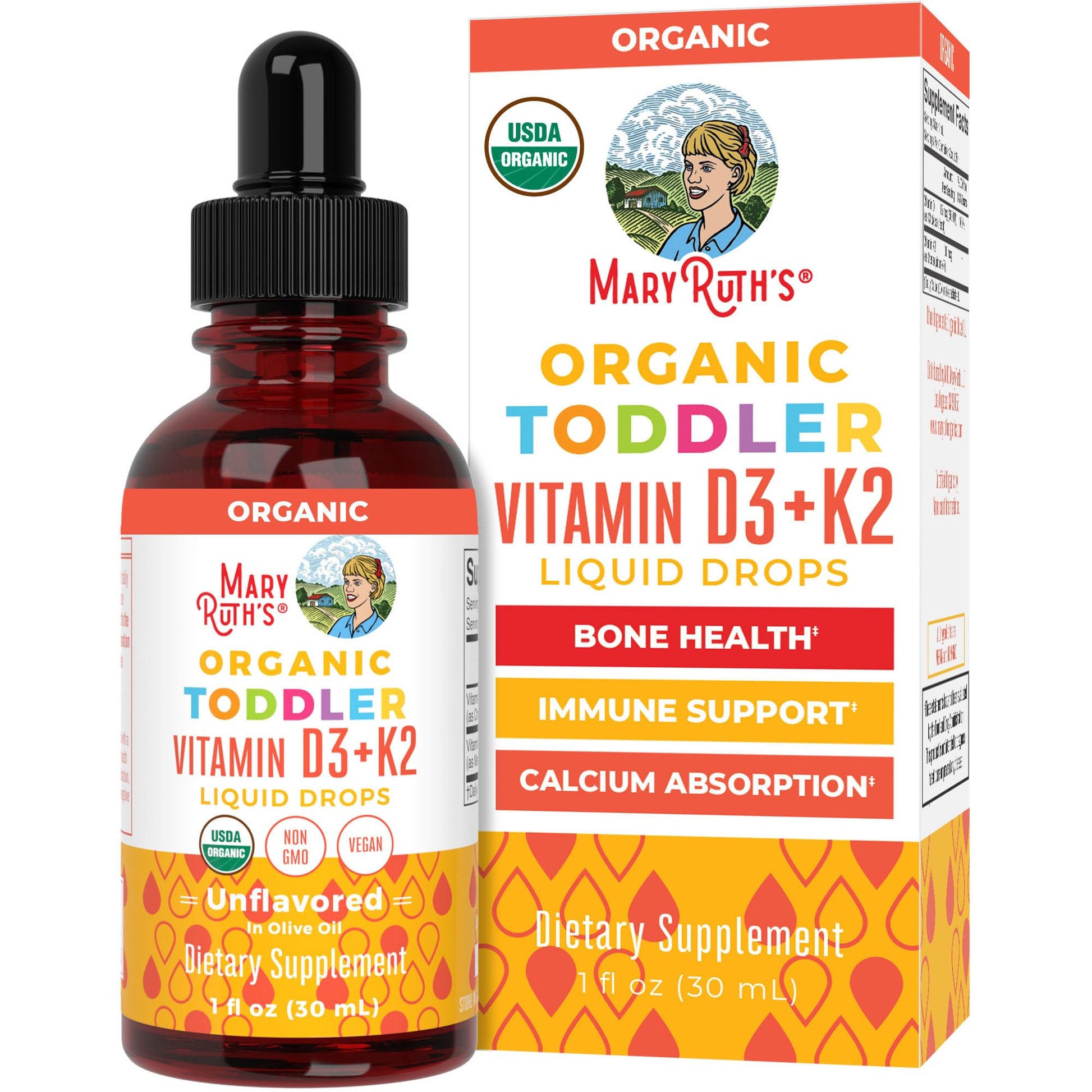 MaryRuth Organics Vitamin D3 | Vitamin K2 | Vitamin D3 K2 Drops | K2 D3 Vitamin Liquid Supplement for Toddlers | Kids Supplement for Calcium Absorption Strong Bones | Vegan | Gluten Free | 1 Fl Oz MARYRUTH'S buy supplements canada