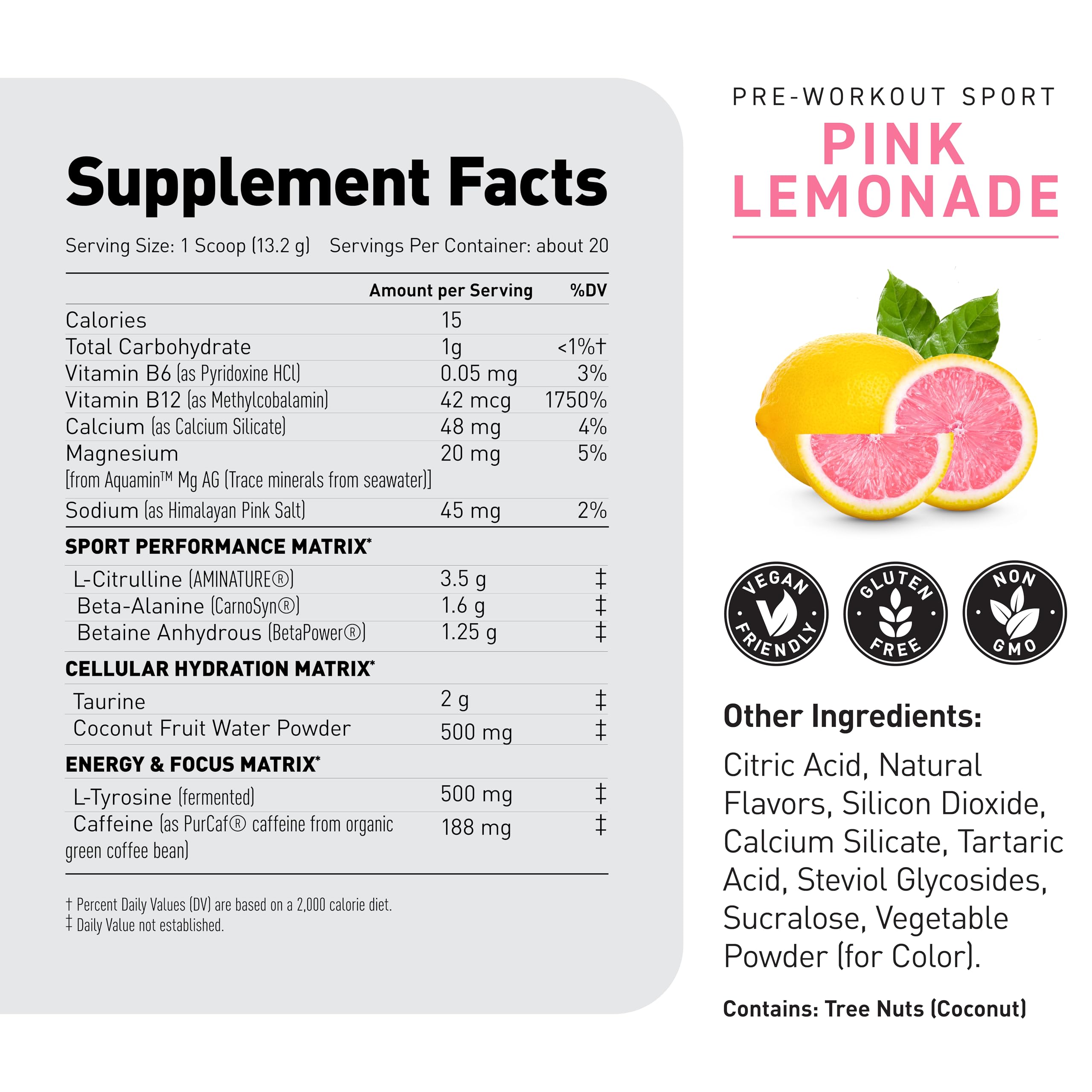 Kaged Sport Pre Workout Powder for Men & Women, Pink Lemonade, Sport Certified, 188mg Caffeine, Nitric Oxide, Beta Alanine, 20 Servings Kaged buy supplements canada