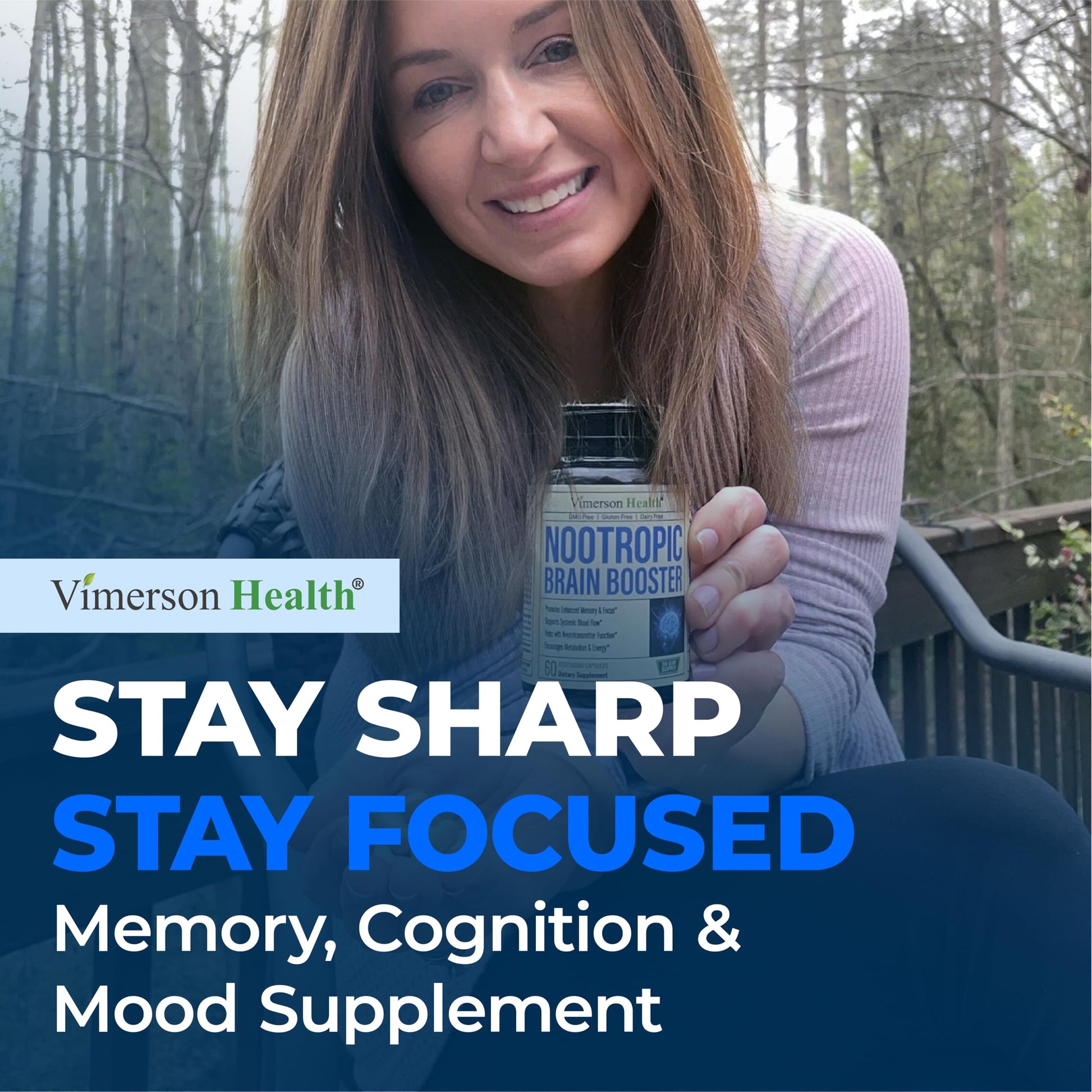Nootropics Brain Support Supplement - Nootropic Brain Booster for Improved Focus, Concentration & Memory. Brain Nootropic for Brain Health, Mood & Energy Support. Non-GMO. Made in the USA. 60 Capsules Vimerson Health buy supplements canada
