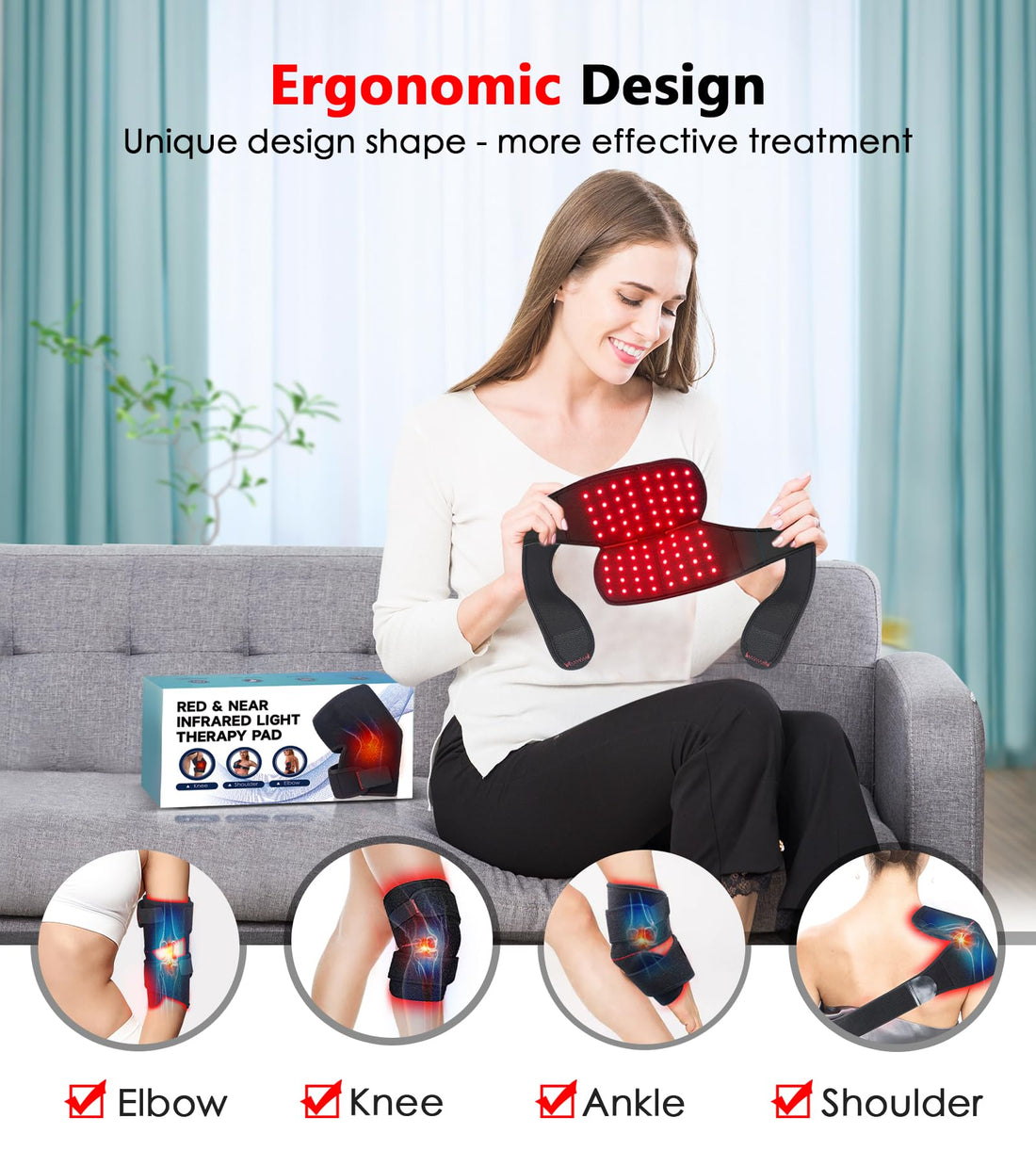 Red Light Therapy for Knee, Infrared Red Light Therapy Device Wrap Belt with 660nm Red Light RUISQM buy supplements canada