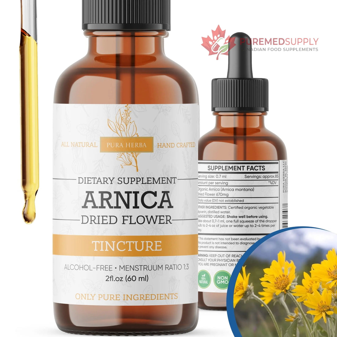 Pura Herba Arnica Liquid Extract – Alcohol-Free, Vegan, Supports Muscle Recovery & Joint Comfort, Fast-Absorbing Tincture, Made in USA – 2 Fl Oz Pura Herba buy supplements canada