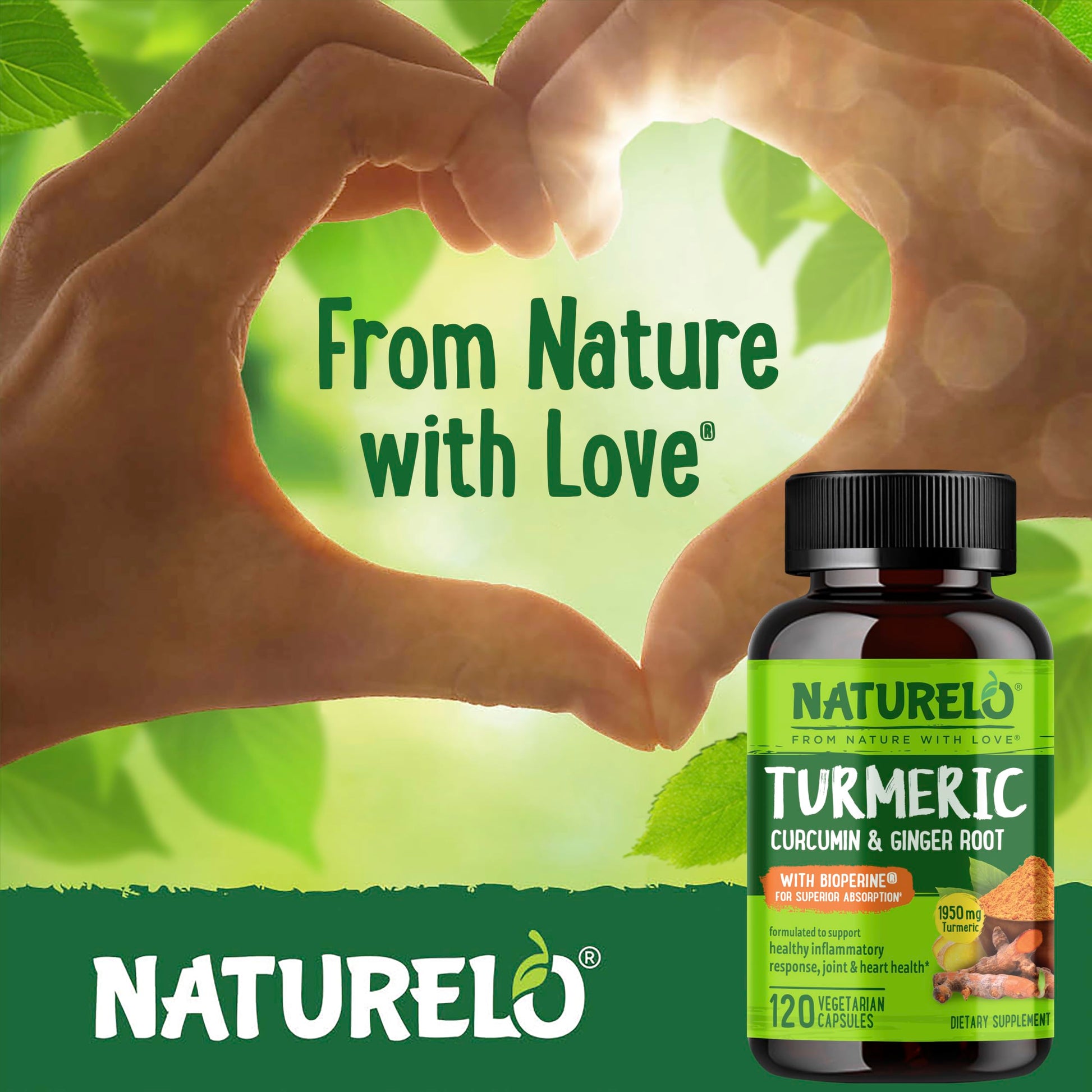 NATURELO Turmeric Curcumin - BioPerine for Better Absorption - Black Pepper, Ginger Root, Curcuminoids - Plant-Based Joint Discomfort Support NATURELO buy supplements canada