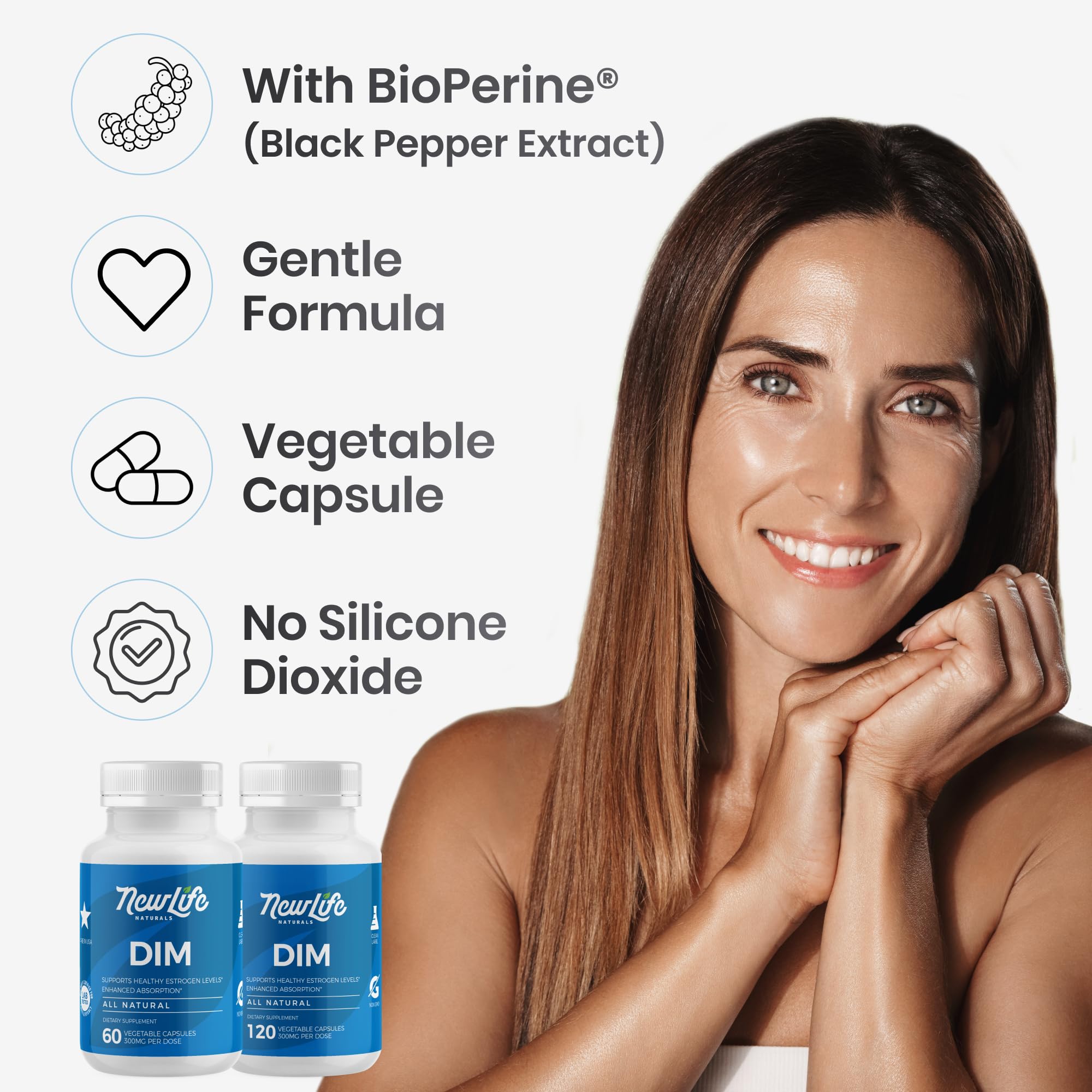 NewLife Naturals DIM Supplement 300mg for Women & Men - Hormonal Acne, Estrogen Balance Pills, Post Menopause Relief | Healthy Estrogen Level | Hormonal Balance - Bioperine | PCOS - 60 Day Supply NewLife Naturals buy supplements canada