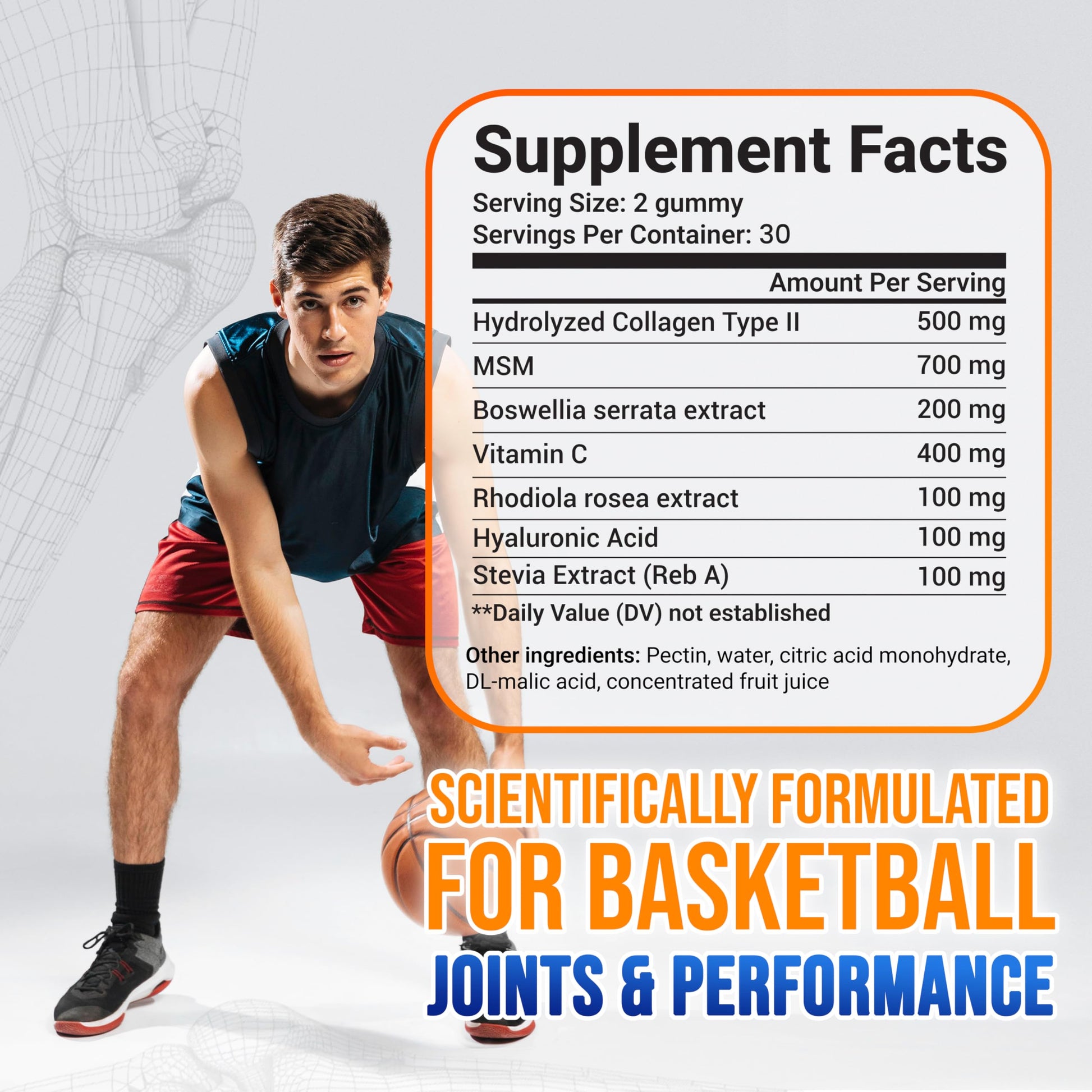 MYRELI Hydrolyzed Collagen Type II 500mg, MSM 700mg, Boswellia 200mg, Vitamin C 400mg, Rhodiola 100mg, Hyaluronic Acid 100mg, Joint Mobility, Flexibility, Basketball Athletes, Vegan, Non GMO, 60 Gummy MYRELI buy supplements canada