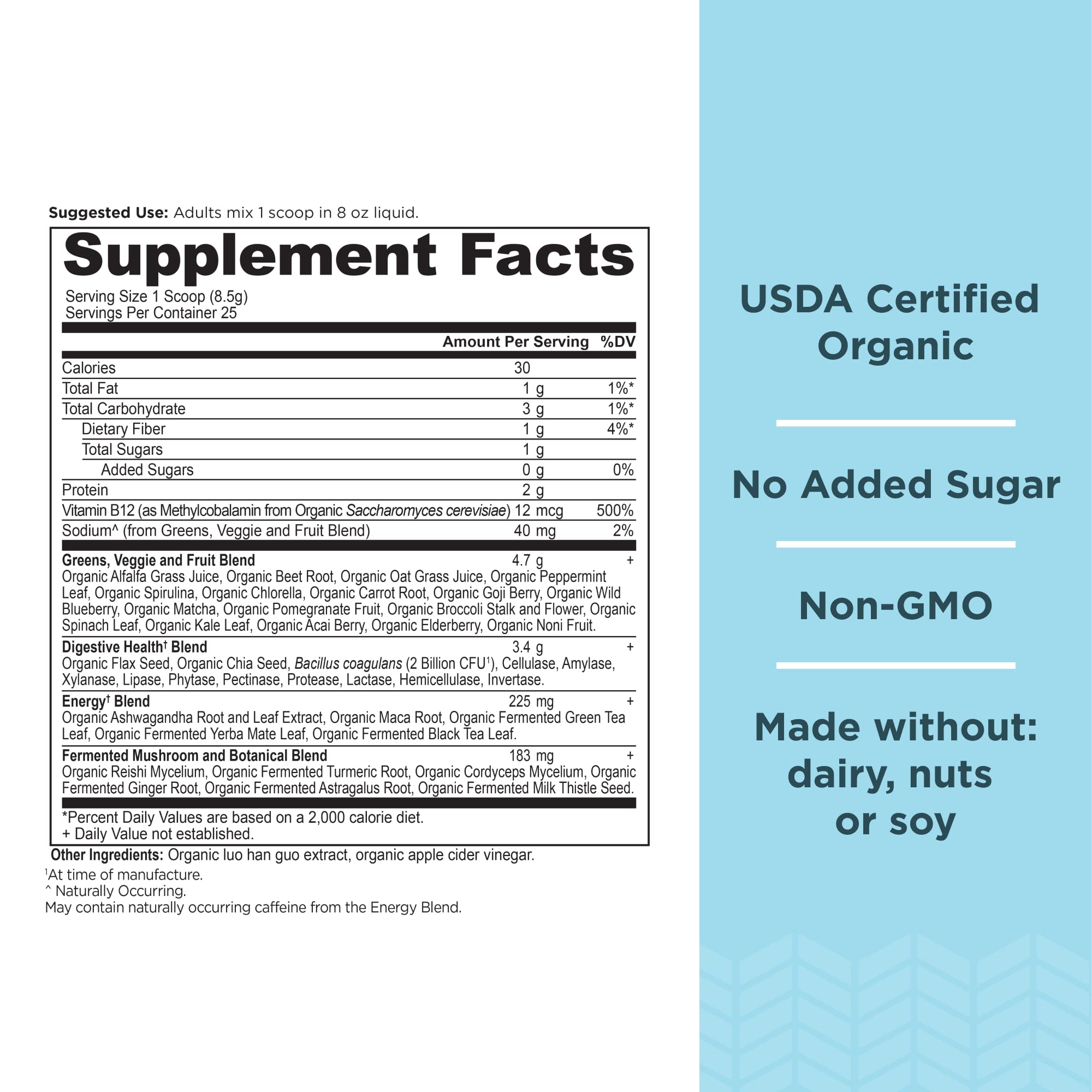 Ancient Nutrition Supergreens Energizer Powder, Organic Superfood Powder with Caffeine Ancient Nutrition buy supplements canada