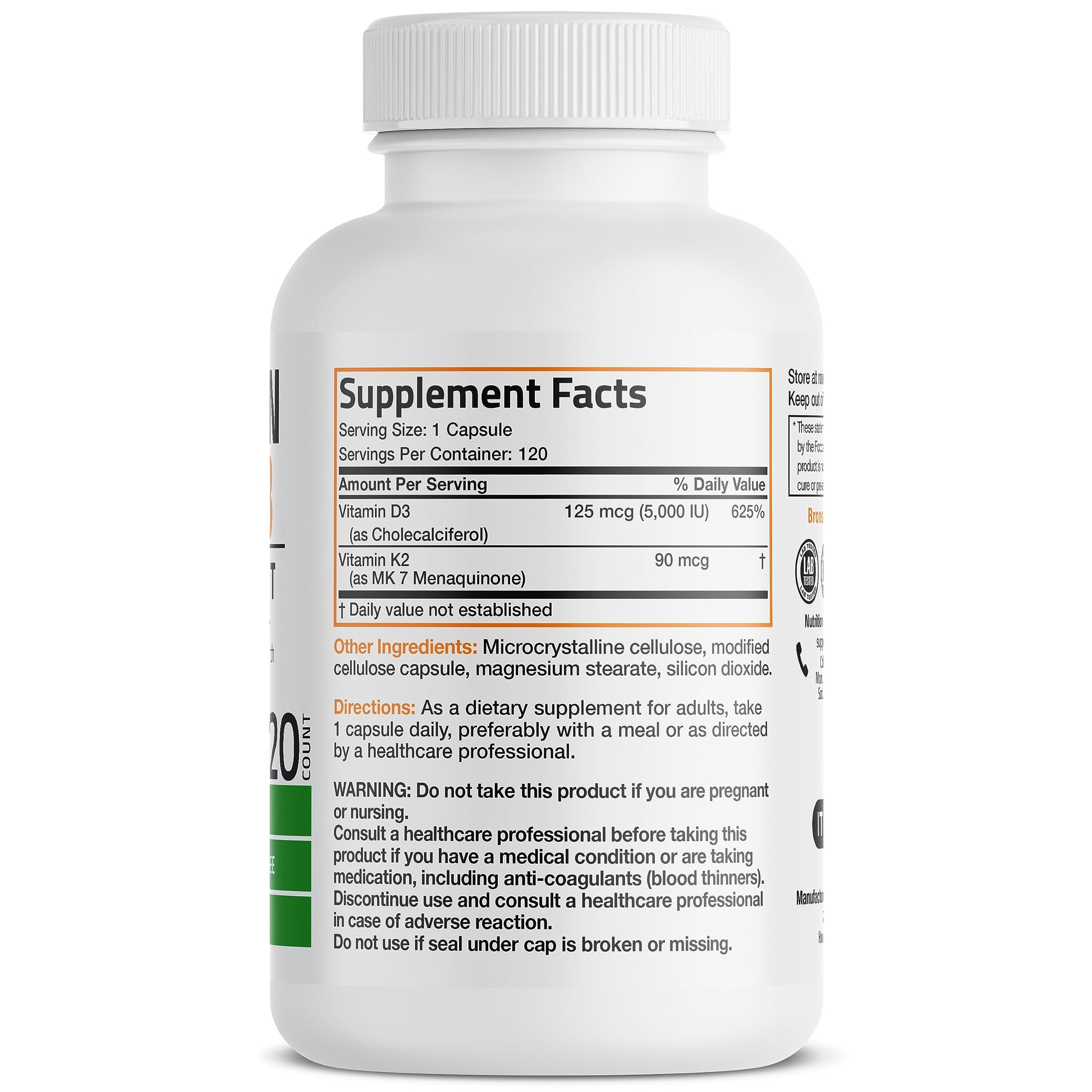 Bronson Vitamin K2 (MK7) with D3 Supplement Non-GMO Formula 5000 IU Vitamin Bronson buy supplements canada