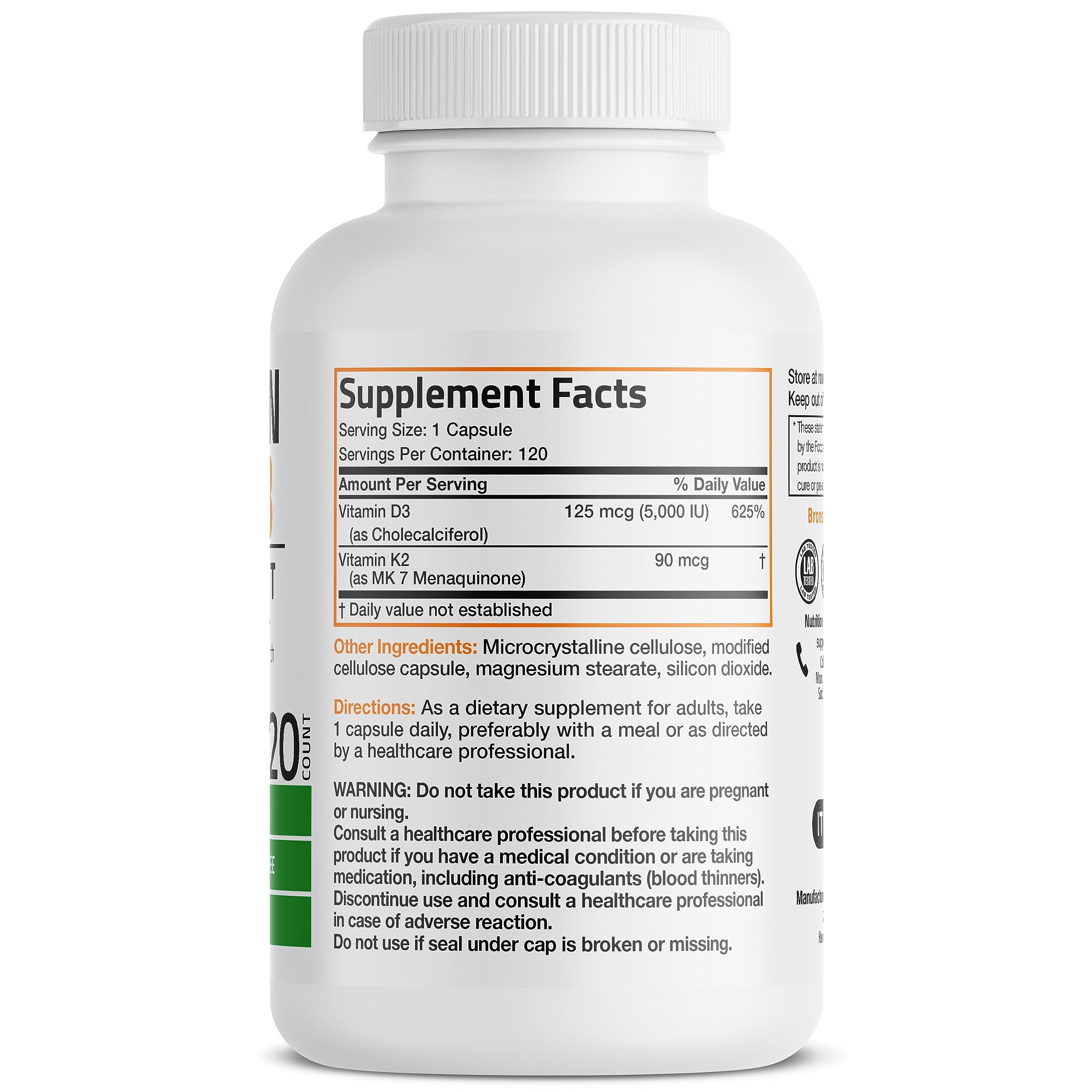 Bronson Vitamin K2 (MK7) with D3 Supplement Non-GMO Formula 5000 IU Vitamin Bronson buy supplements canada
