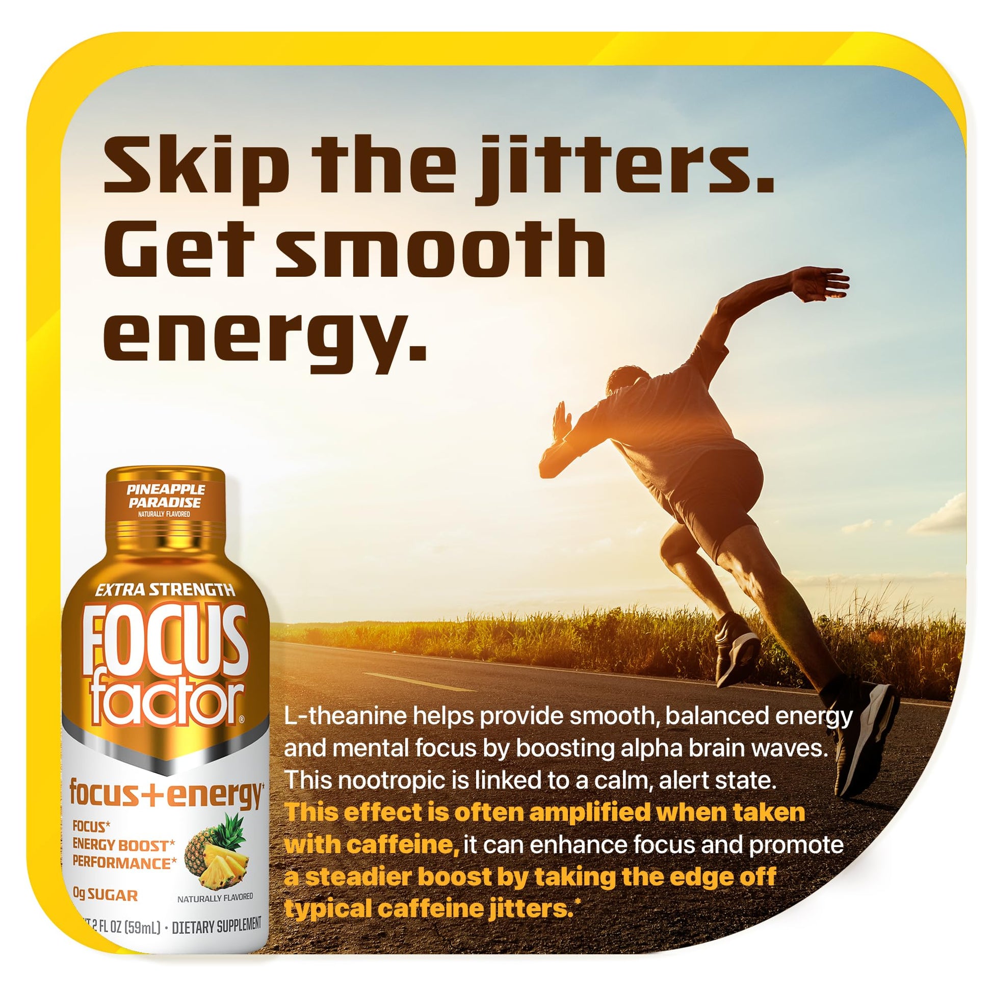 Focus Factor Extra Strength Focus + Energy Shots - 12 x 2oz Bottles (Pineapple Paradise Flavor) - Powered by Nootropics with Caffeine, L-Theanine, Ginkgo, Bacopa, L-Tyrosine, Alpha GPC Focus Factor buy supplements canada