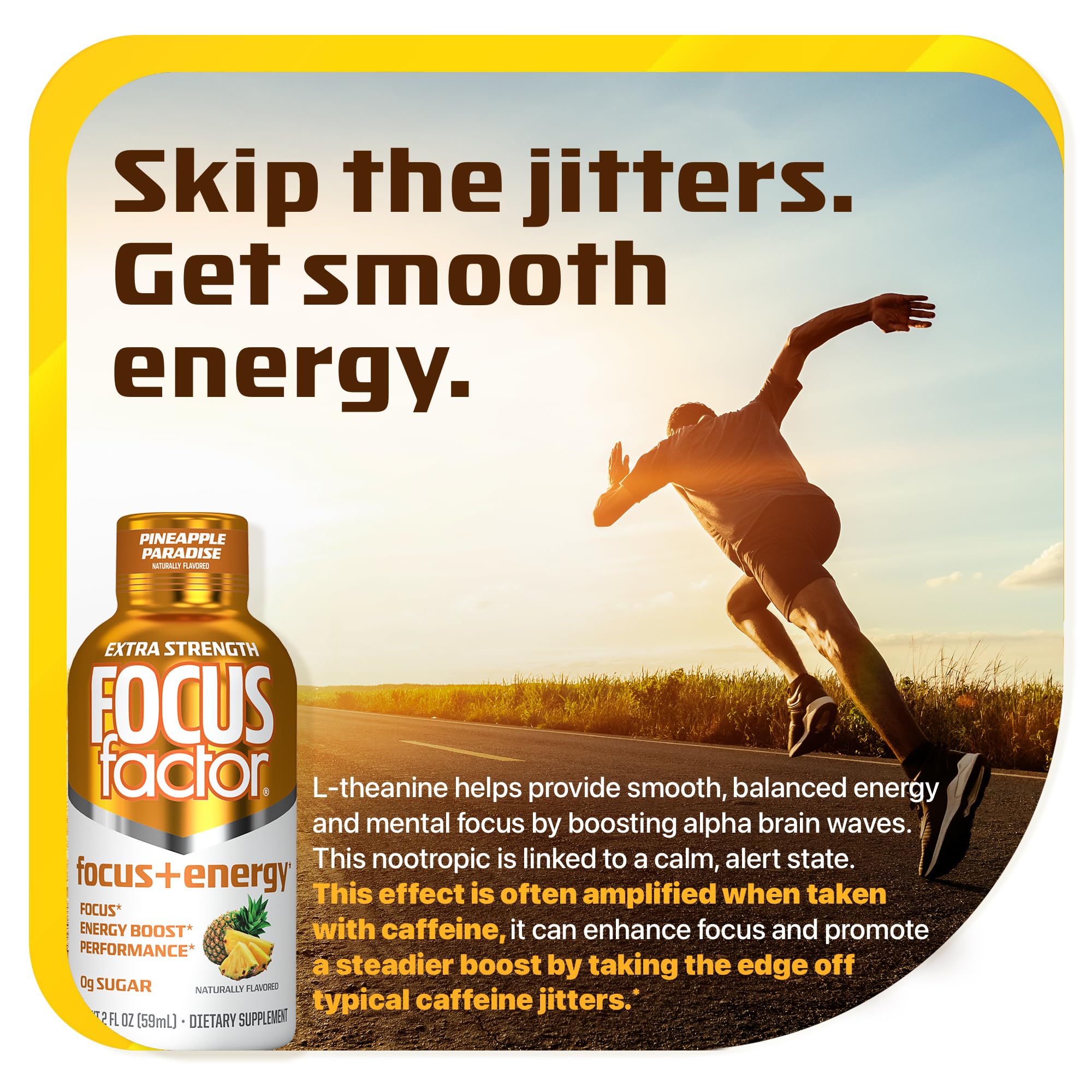 Focus Factor Extra Strength Focus + Energy Shots - 12 x 2oz Bottles (Pineapple Paradise Flavor) - Powered by Nootropics with Caffeine, L-Theanine, Ginkgo, Bacopa, L-Tyrosine, Alpha GPC Focus Factor buy supplements canada