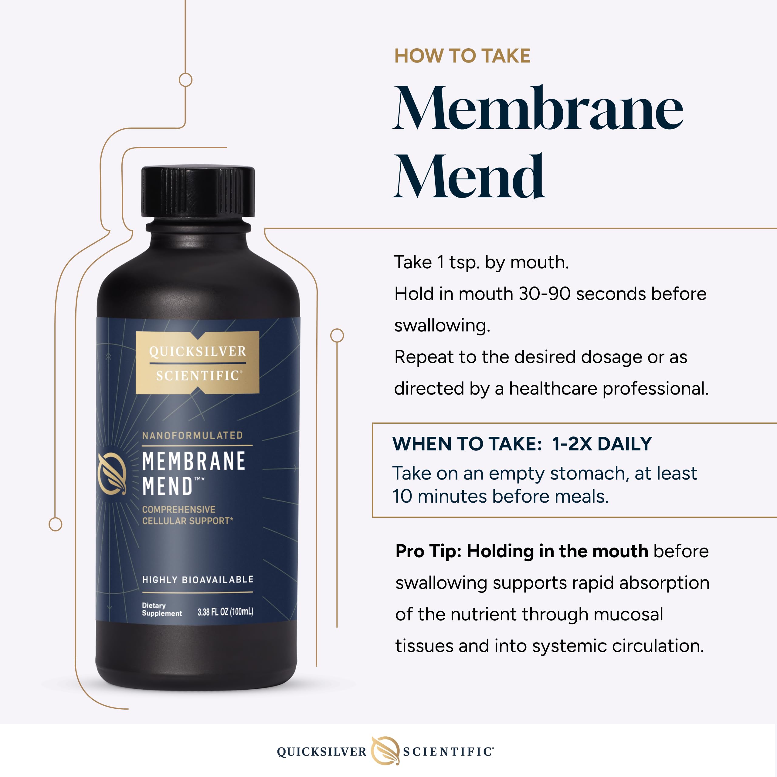 Quicksilver Scientific Membrane Mend - Brain, Cellular & Healthy Aging Support with Phosphatidyl Choline (PC), Vitamin E Tocotrienols, Ahiflower Oil & Astaxanthin Supplements (3.38oz / 100ml) Quicksilver Scientific buy supplements canada