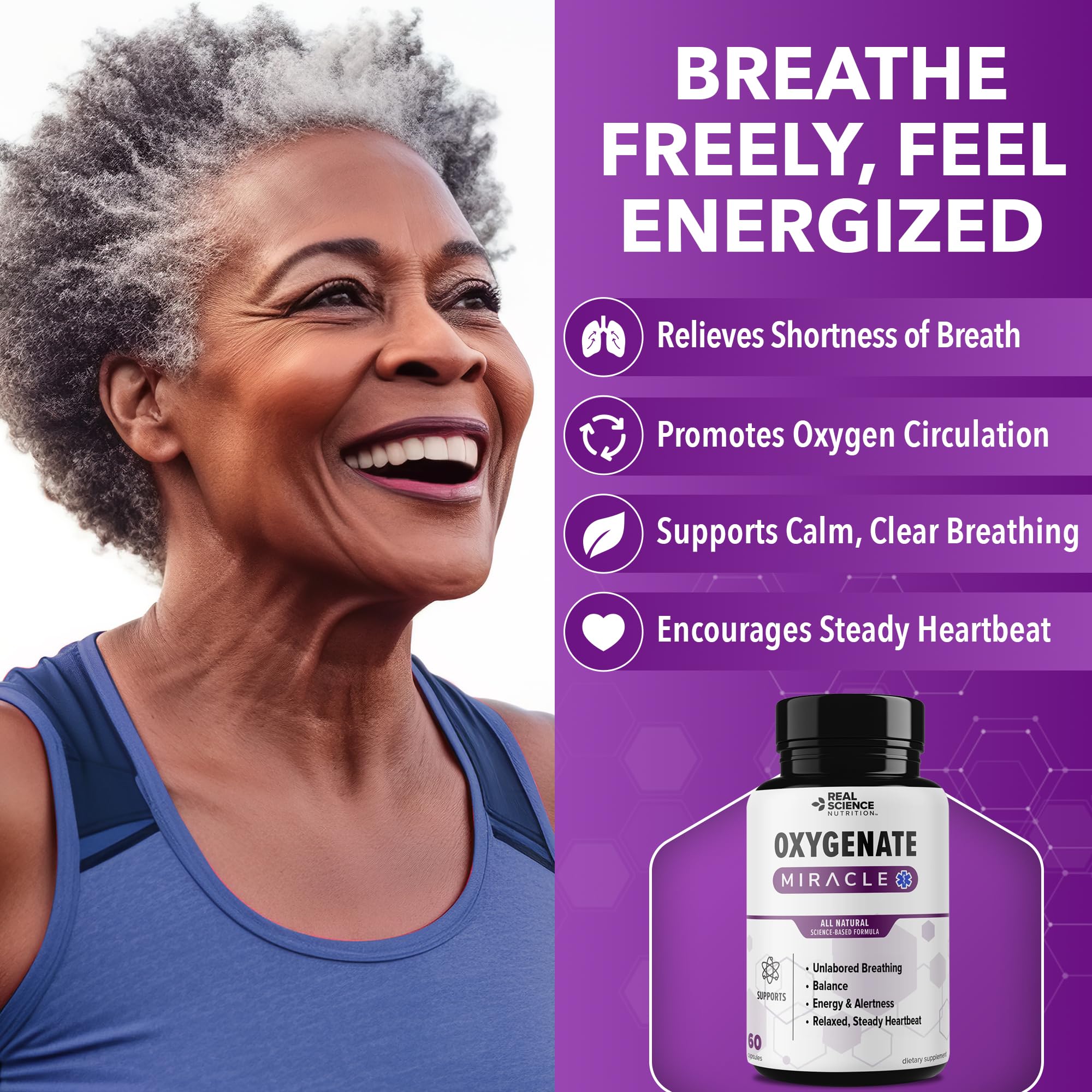 Real Science Oxygenate Miracle – Daily Lung & Circulation Support Supplement for Breathing Comfort and Energy – Supports Respiratory Function and Overall Wellness, 60 Caps Real Science Nutrition buy supplements canada