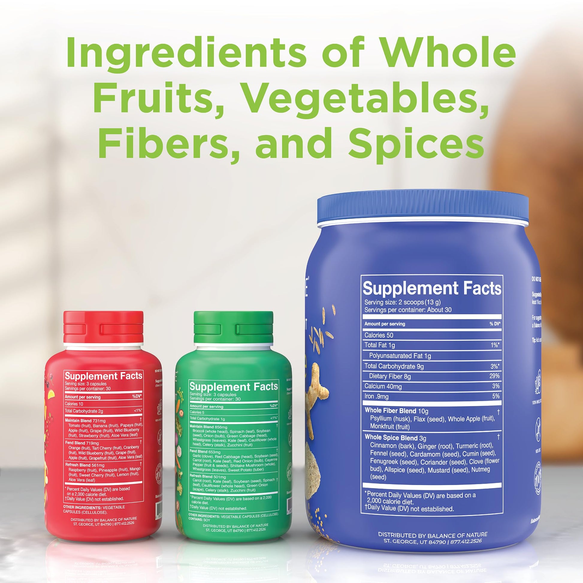 Balance of Nature Whole Health System - Whole Food Fruits & Veggies and Fiber & Spice Supplements - 30 Servings Each Balance of Nature buy supplements canada