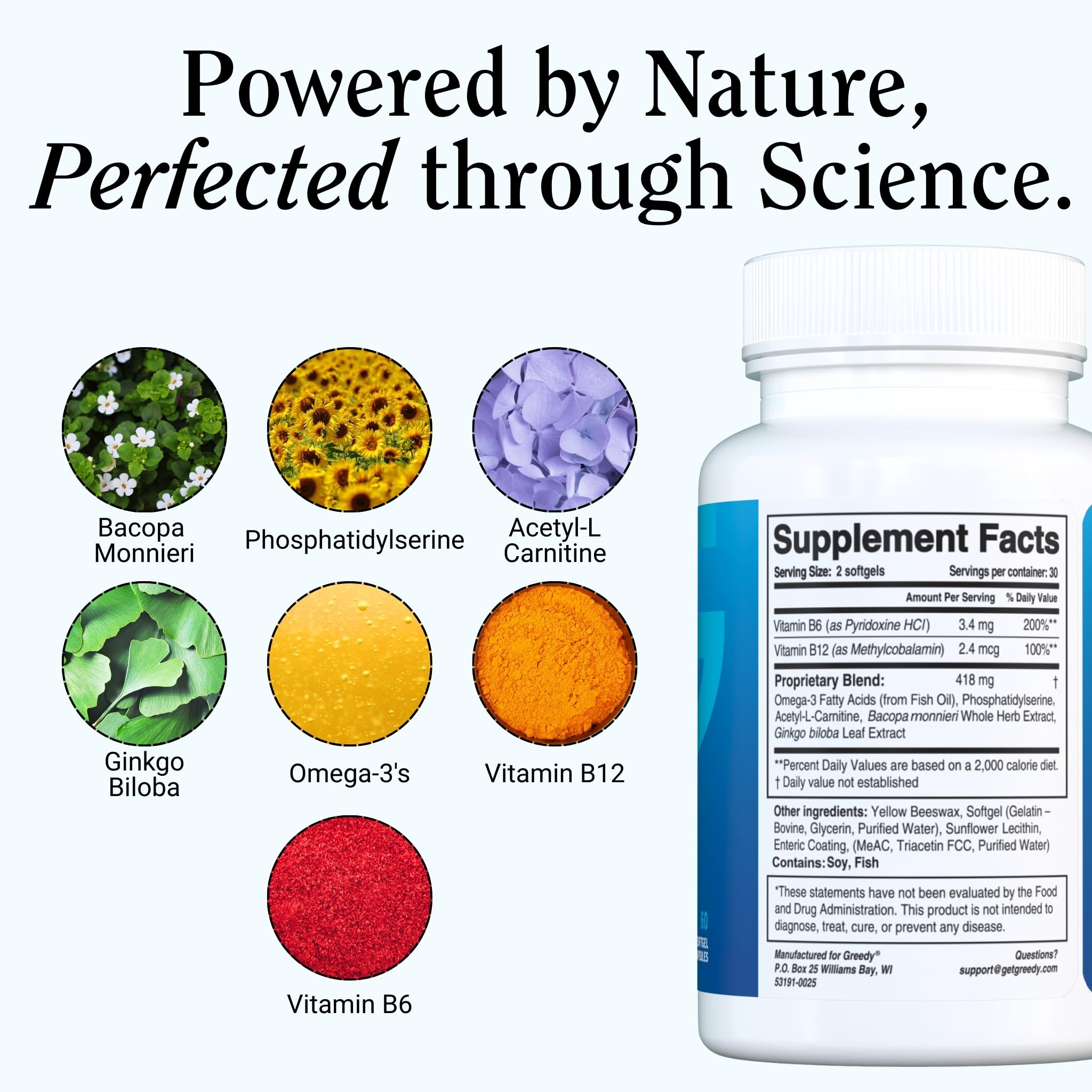 Essential Brain Health Supplements Nootropic for Memory and Focus – for Adults with NanoCap® Technology, Phosphatidylserine, Bacopa, Ginkgo Biloba, Omega 3, B6, B12, 60 Softgels by Greedy® Nutrition Platinum Health buy supplements canada