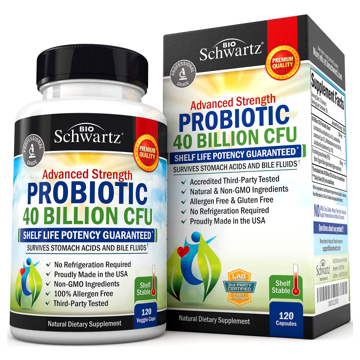 Daily Probiotic Supplement 40 Billion CFU - Gut Health Complex with Astragalus BioSchwartz buy supplements canada
