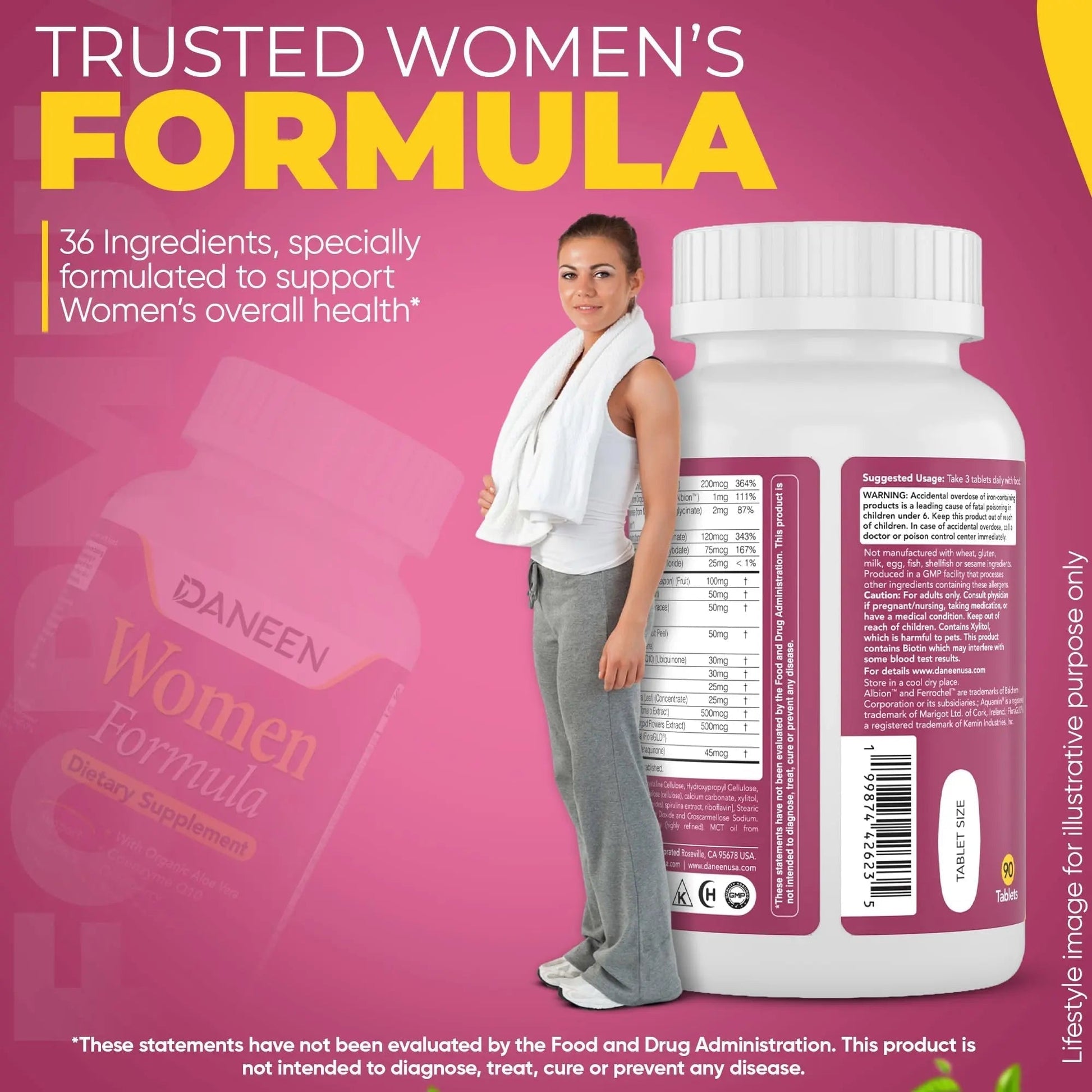 DANEEN Daily Multivitamin for Women - 36 Essential Ingredients - 90 Tablets - Vitamins for Women Multivitamin DANEEN buy supplements canada