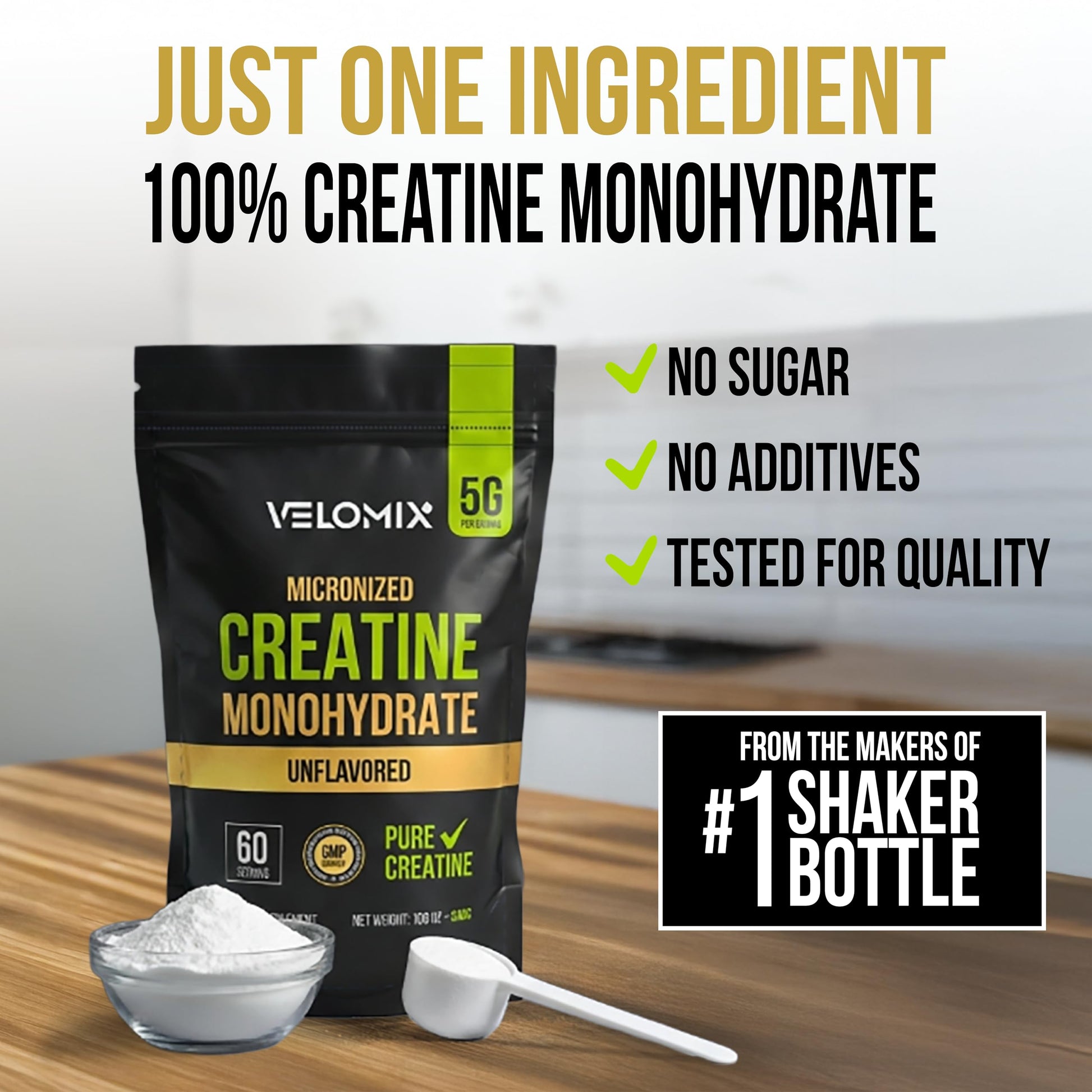 VELOMIX Micronized Creatine Monohydrate Powder - 100% Pure Creatine Powder Unflavored and Easy to Mix | Supports Muscle Growth, Recovery, and Strength | 5000mg Per Serv (5g) - 60 Servings VELOMIX buy supplements canada