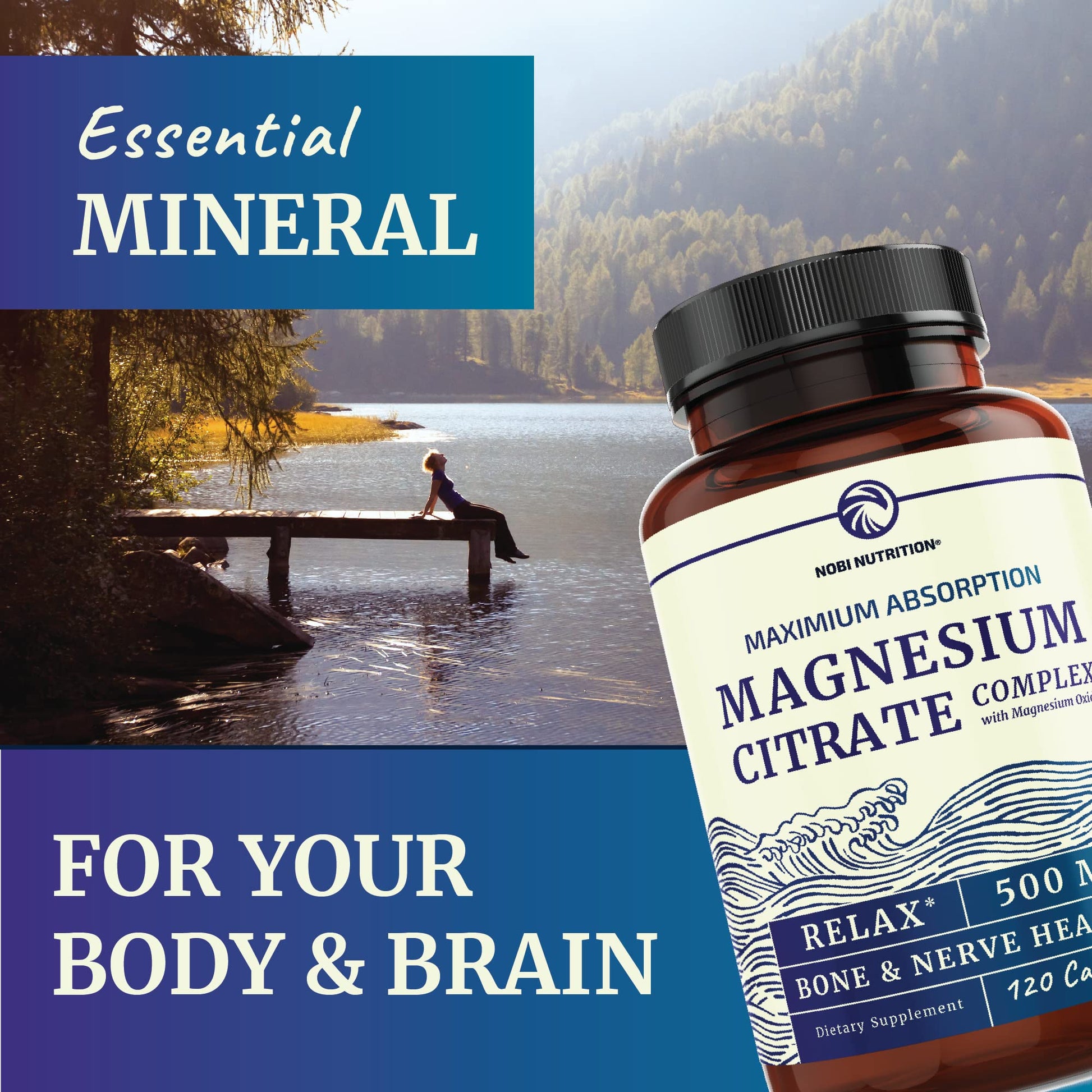 Magnesium Citrate Complex 500 MG for Calm, Relaxation, Constipation & Digestion Nobi Nutrition buy supplements canada