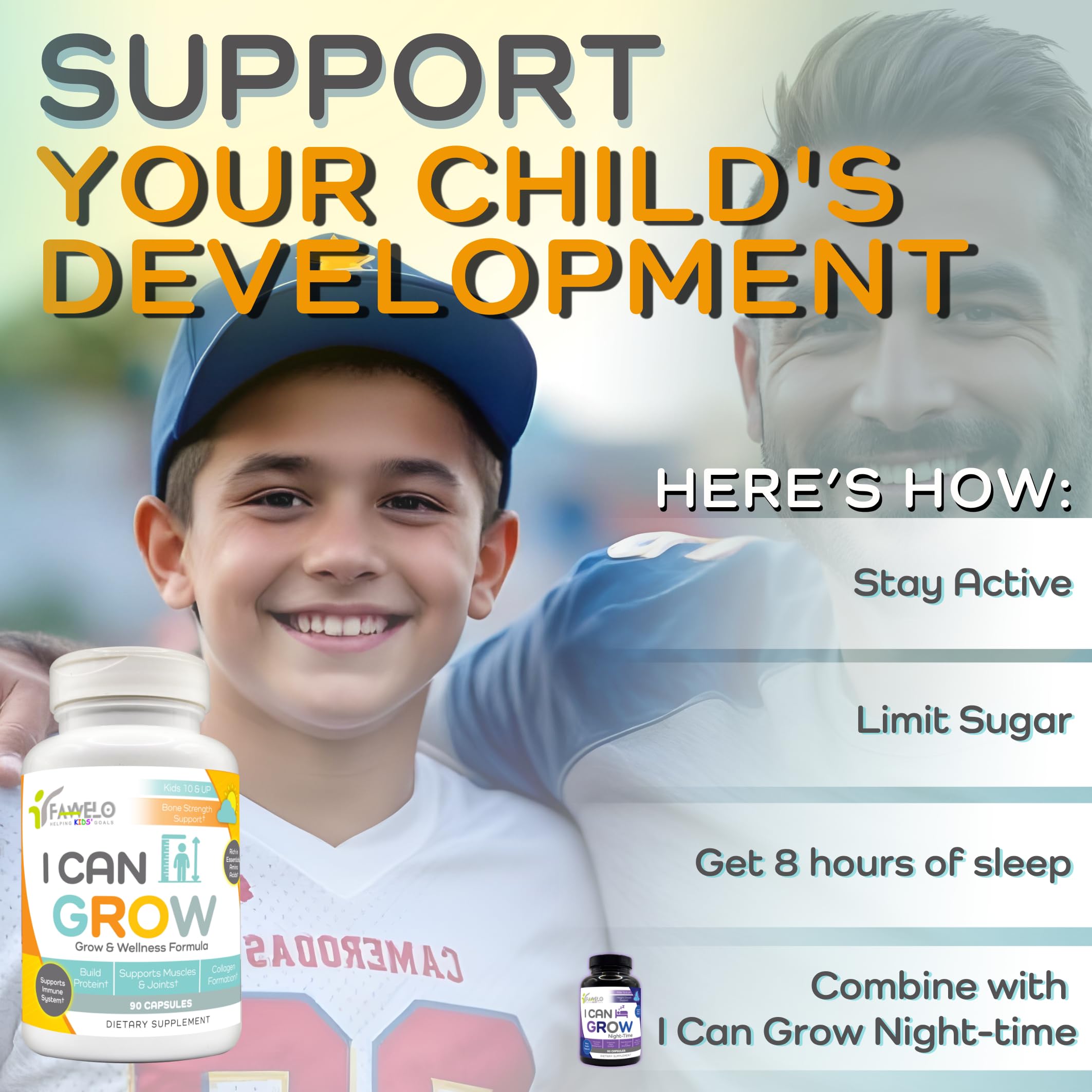 Fawelo I Can Grow (2 Pack) - for Kids 10+ and Teens | Enhances Natural Development | Strength Bone, Muscle & Joints | Immunity & Overall Health | Transparent Ingredients | Made in the USA Fawelo buy supplements canada