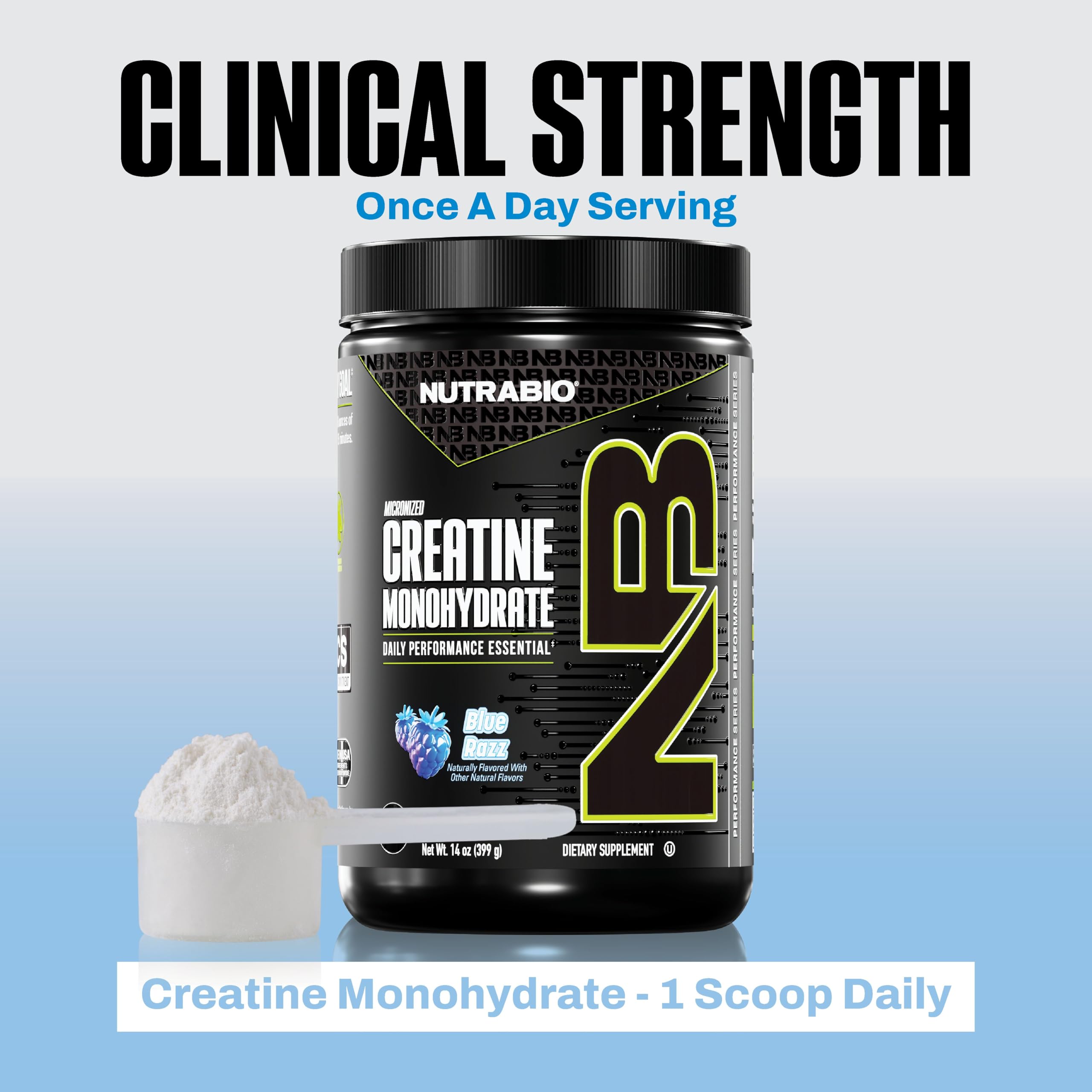 NutraBio Pure Micronized Creatine Monohydrate Powder Supplement, Blue Razz (300 g) - Supports Bulk Muscle Energy, Recovery, and Strength - HPLC Tested Creatine Powder Supplement for Men and Women NutraBio buy supplements canada
