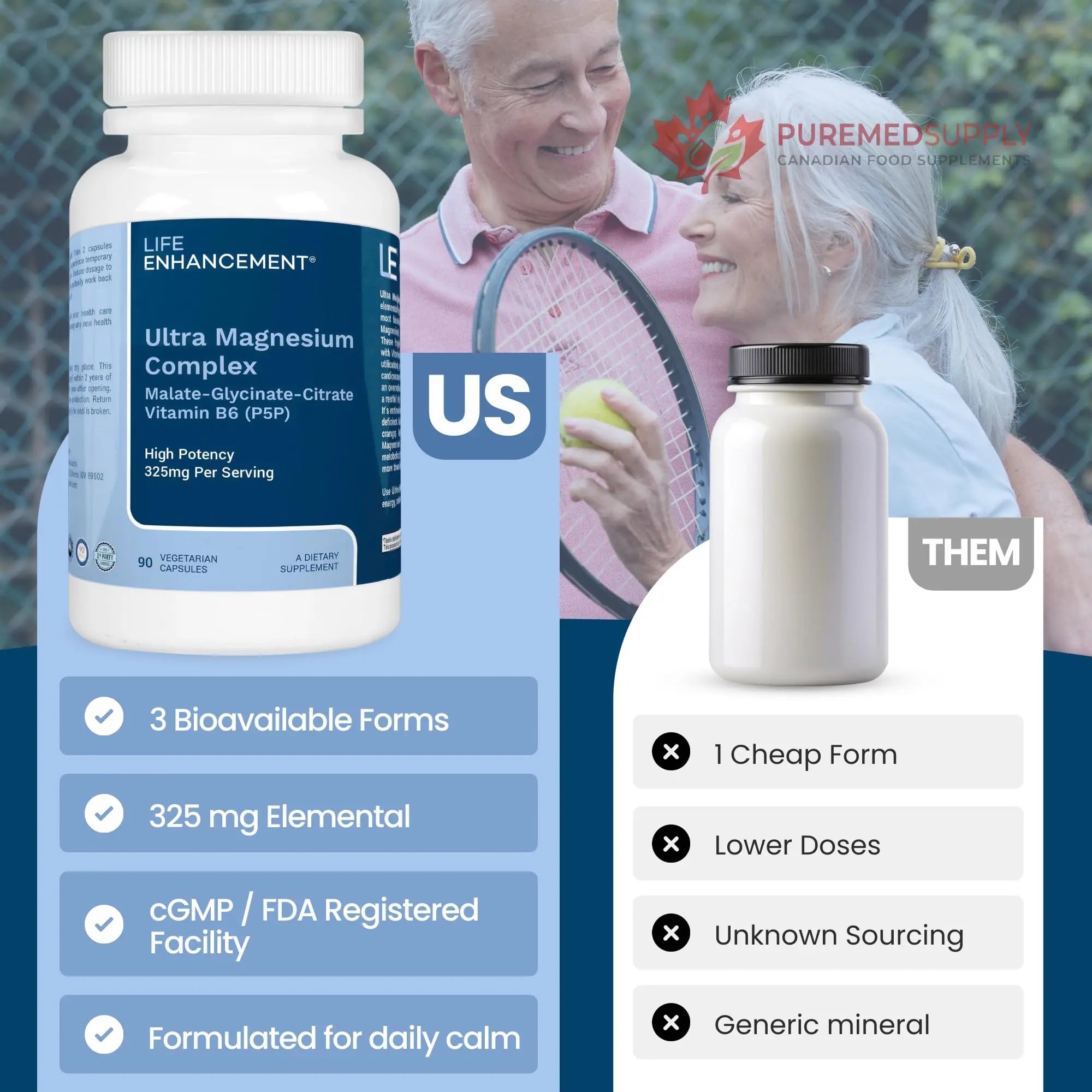Life Enhancement Ultra Triple Magnesium Complex - 325 mg - with B6, Glycinate, Malate & Citrate - Magnesium Supplement Enhance Sleep and Brain Function - Made in USA (90 Vegetarian Capsules) Life Enhancement buy supplements canada