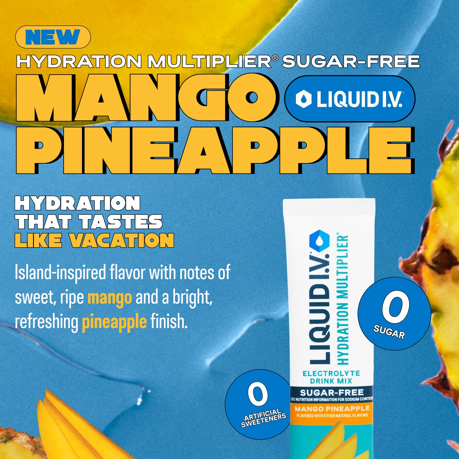 Liquid I.V.® Hydration Multiplier Sugar-Free - Mango Pineapple | Electrolyte Powder Drink Mix | 1 Pack (14 Servings) Liquid I.V. buy supplements canada