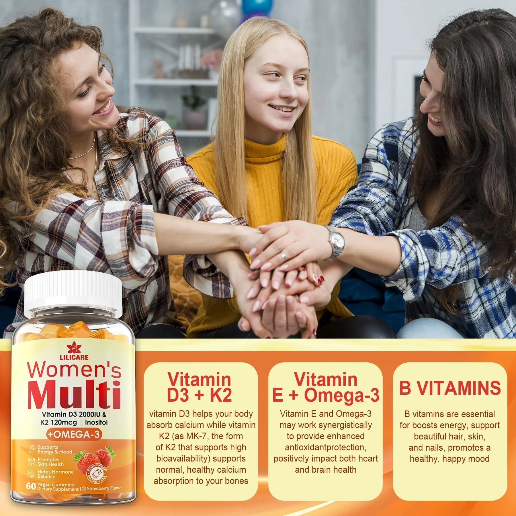 LILICARE Womens Multivitamin Gummies Vegan Omega3 Gummies 1280mg LILICARE buy supplements canada