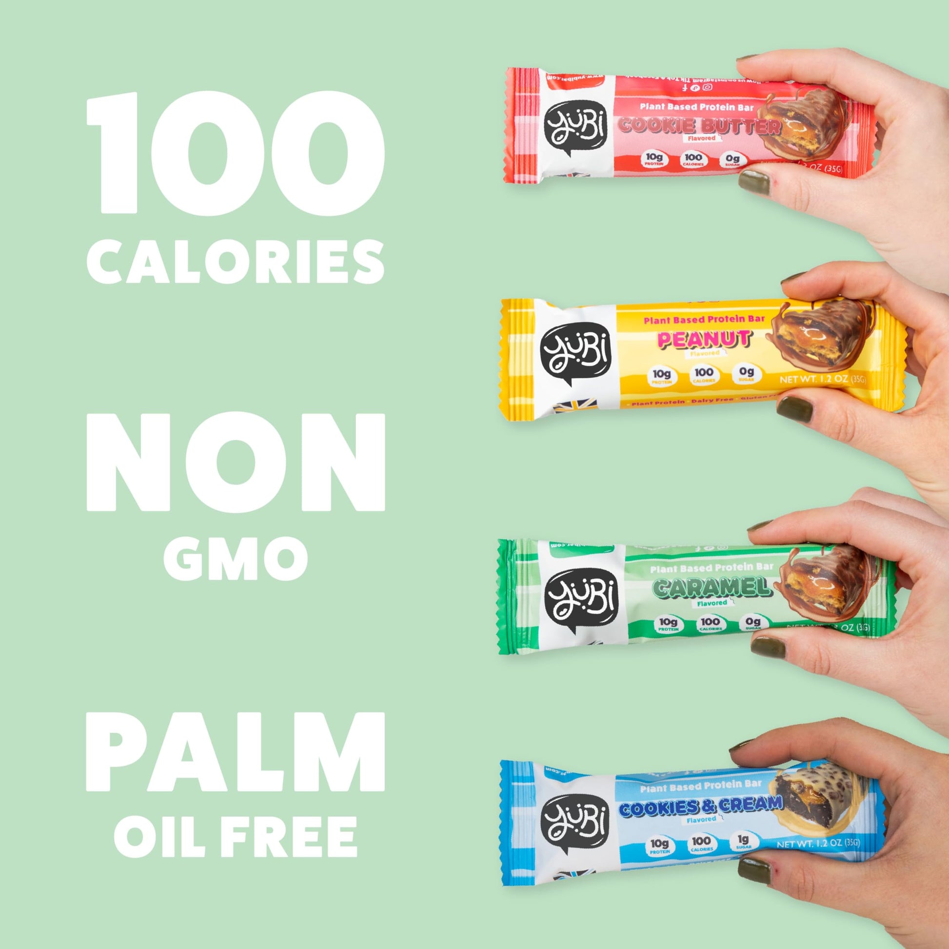 YuBi Bars - Protein Bars - 12 Bar Variety Pack - 100 Calories, 10g of Protein, Low Sugar, Low Carb, Palm Oil Free/Non-GMO, Gluten Free, Dairy Free, Healthy Snack, Non-GMO - 14.8oz (12 Pack, Variety Box) Yubi Bar buy supplements canada