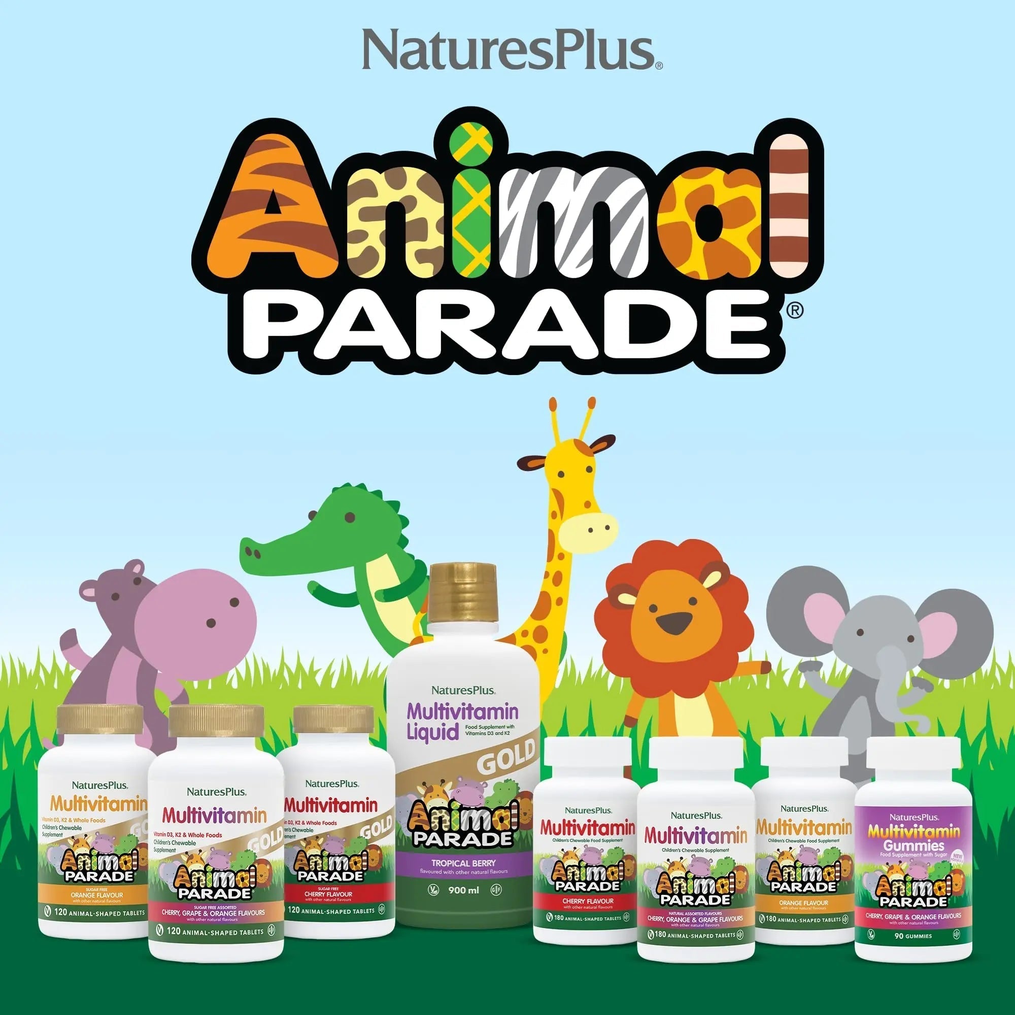 NaturesPlus Animal Parade Multivitamin Children's Gummies - 90 Count - Assorted Cherry, Grape & Orange Flavors NaturesPlus buy supplements canada