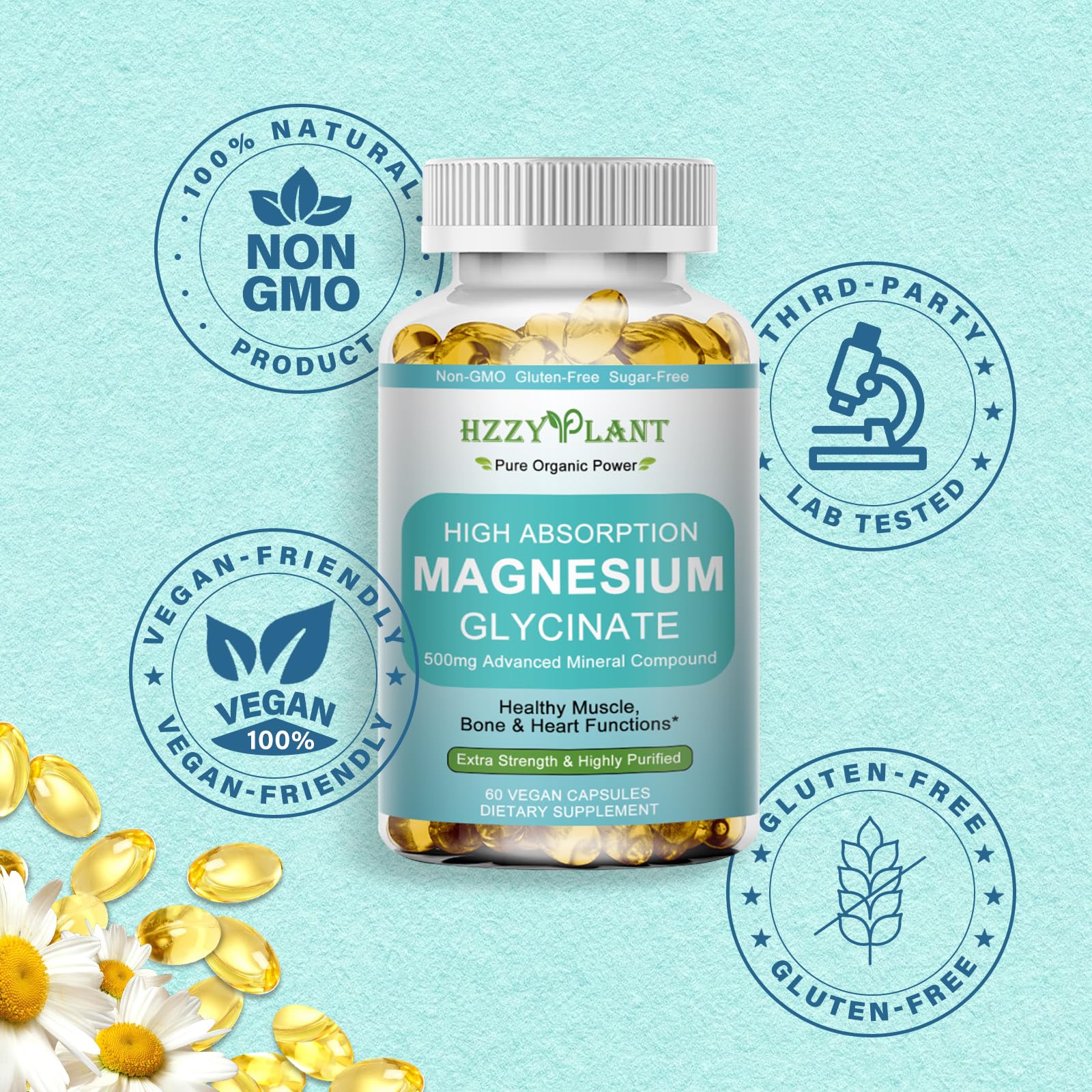 Magnesium Glycinate 500mg Softgels, High Absorption Magnesium Supplement Softgel Capsules for Muscle, Heart, Sleep & Bone Support, Stress Relief, Nerve Health & Metabolism, Non-GMO, 2 Month Supply HZZYPLANT buy supplements canada