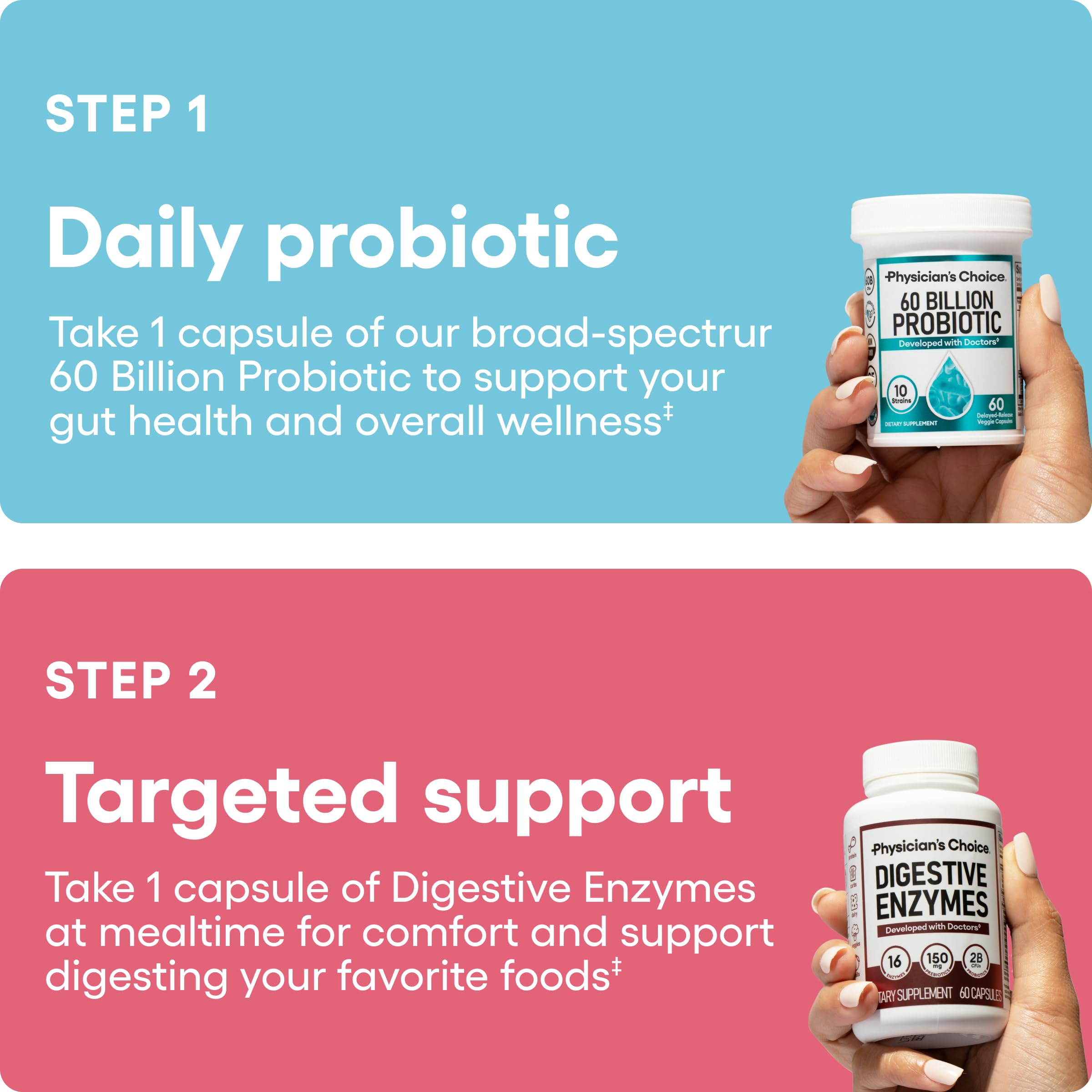 Physician's CHOICE Advanced Gut Health Bundle: 60 Billion Probiotics 30ct + Digestive Enzymes 60ct for Digestive, Gut, and Immune Health Supports Occasional Constipation, Diarrhea, Gas, and Bloating Physician's CHOICE buy supplements canada