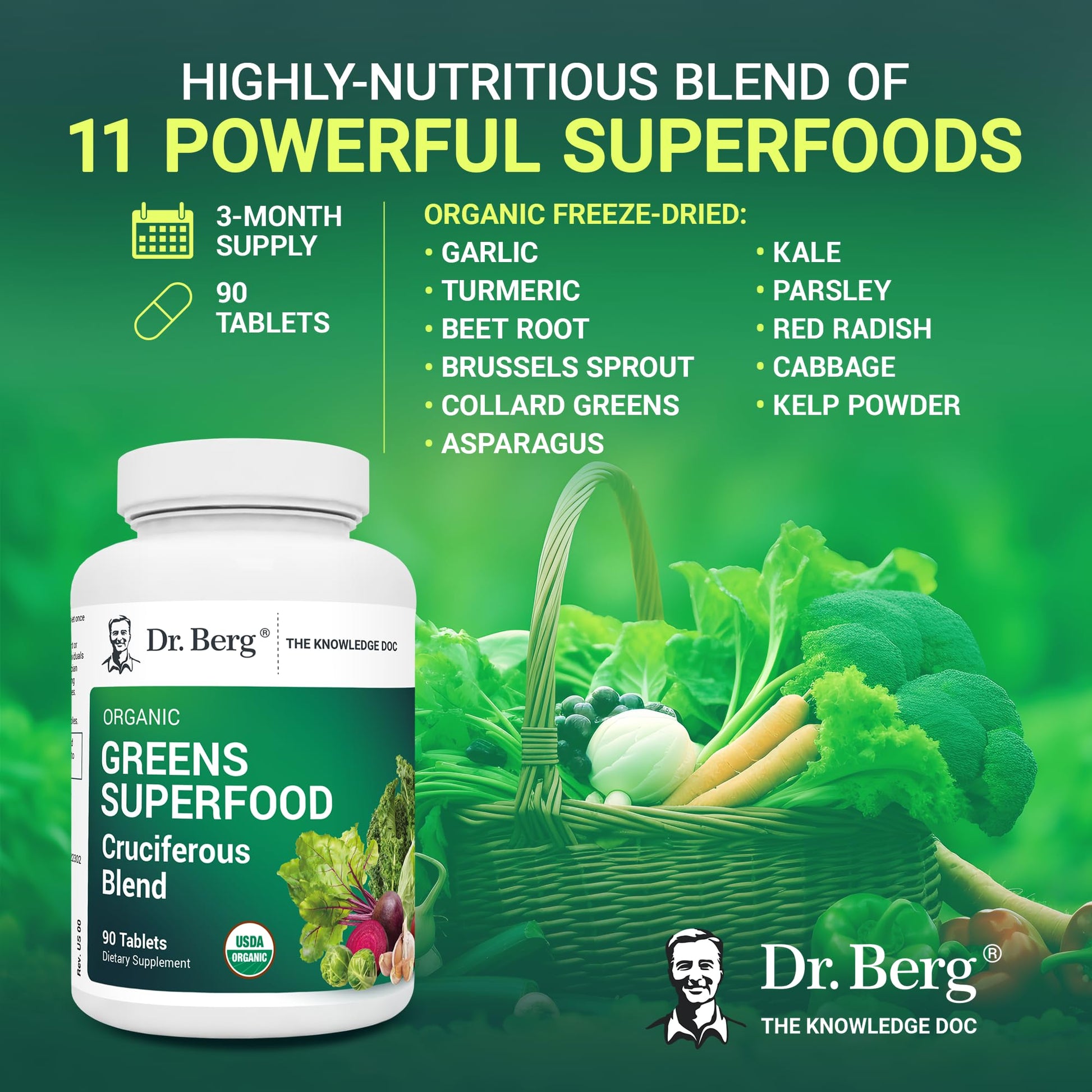 Dr. Berg's Greens Superfood Cruciferous Vegetable Tablets - Vegetable Supplements Dr. Berg Nutritionals buy supplements canada