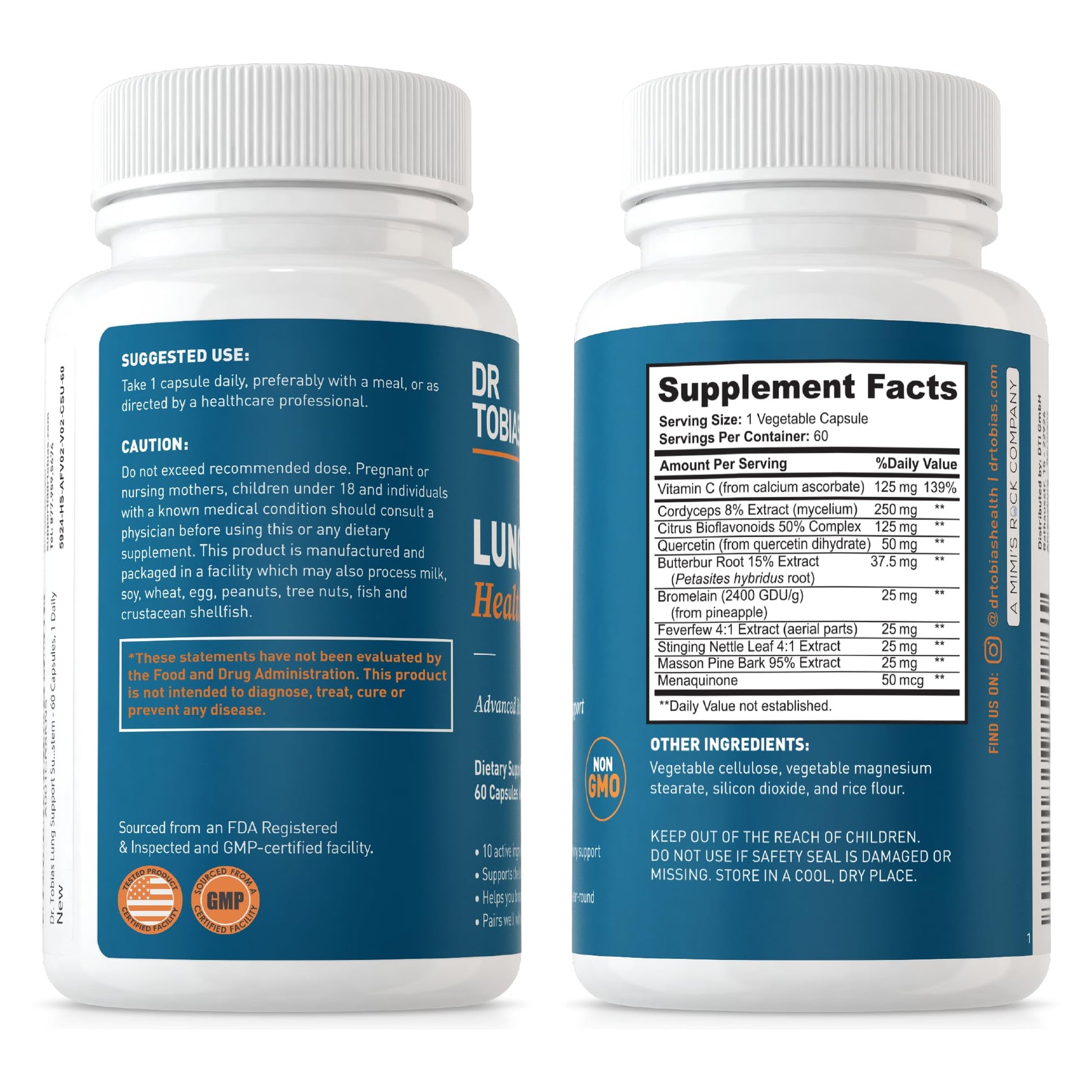 Dr. Tobias Lung Health, Lung Support Supplement with Vitamin C, Butterbur, Quercetin Dr. Tobias buy supplements canada